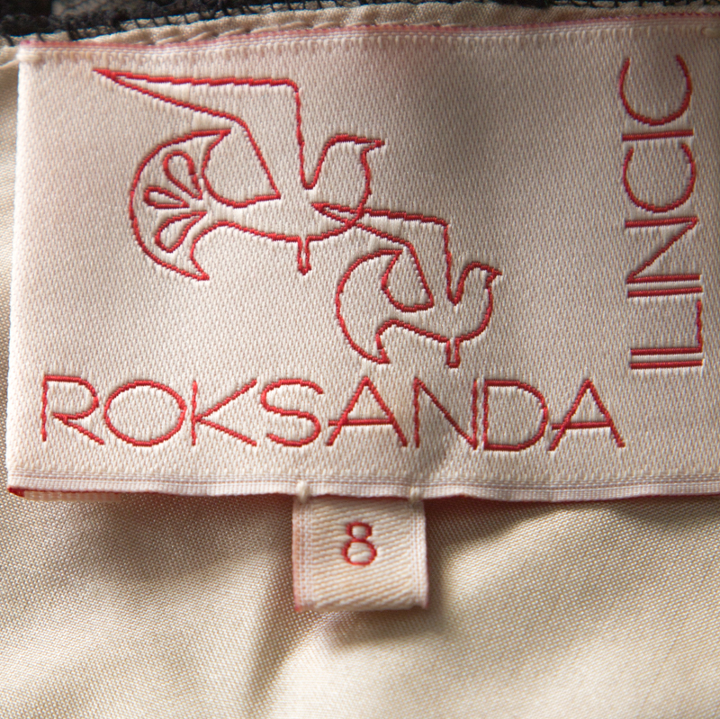 Roksanda Ilincic Black & Beige Lace & Silk Gather Detail Dress S
