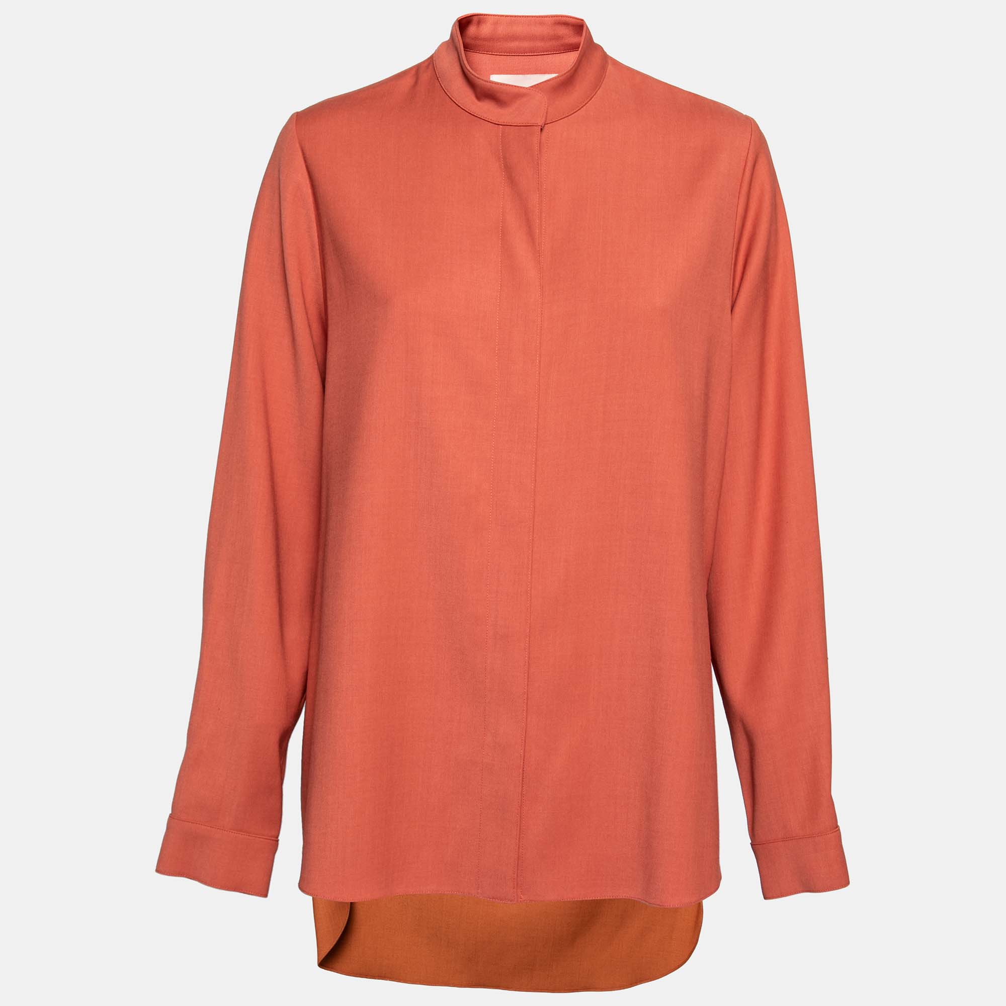 Roksanda Ilincic Orange & Mustard Crepe Drop-Tail Shirt M
