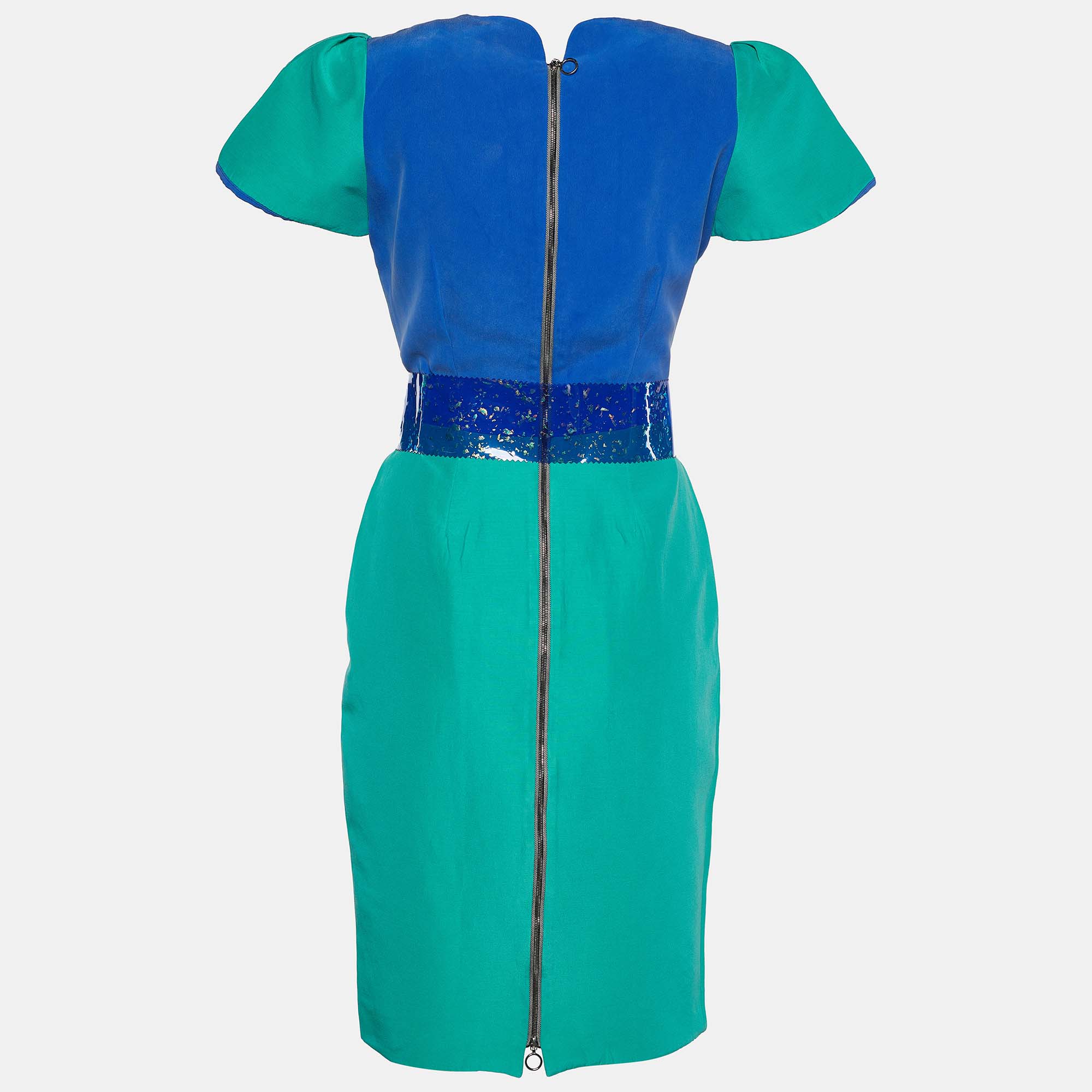 

Roksanda Ilincic Green & Blue Silk Blend Belted Sheath Dress