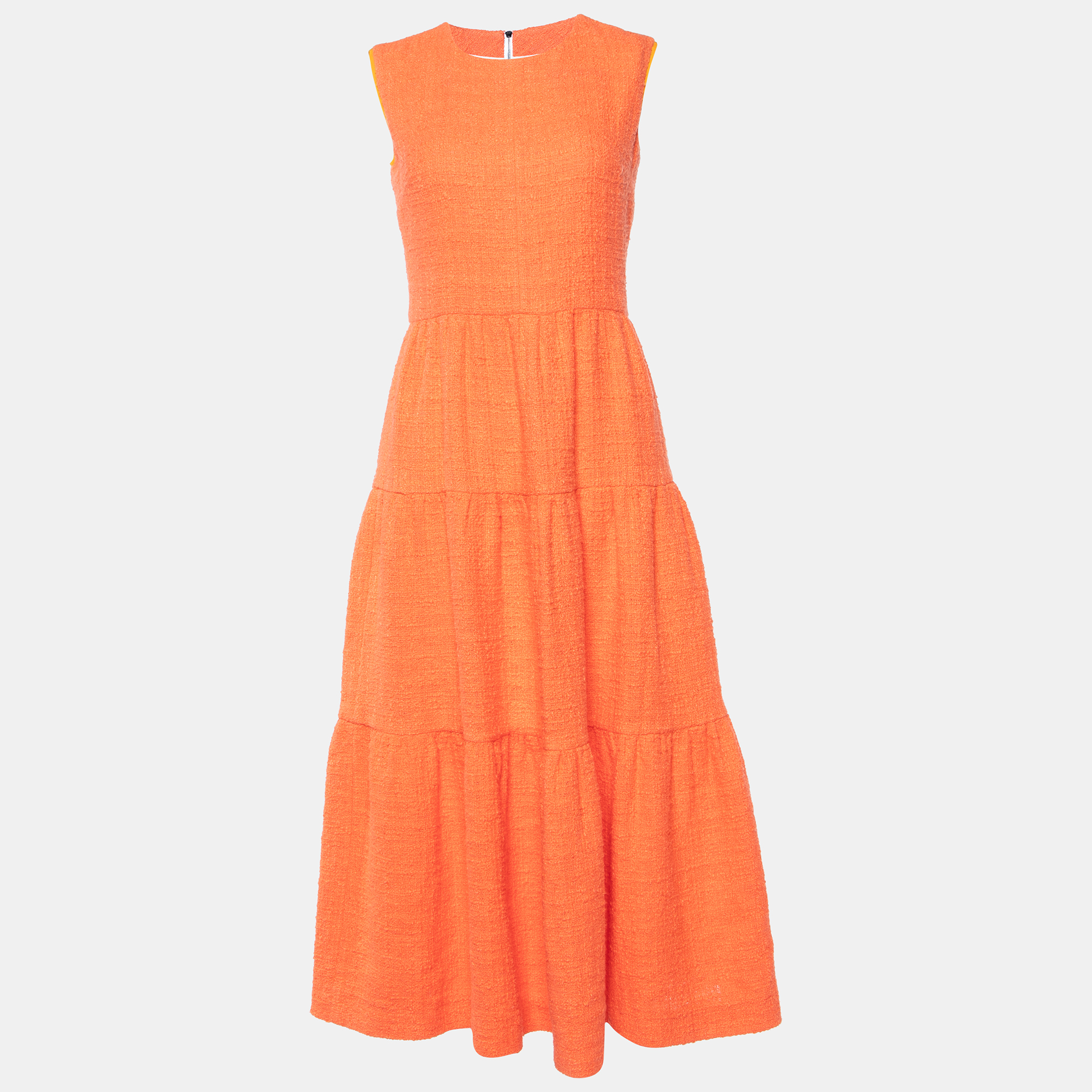 Roksanda Ilincic Orange Cotton Tweed Sleeveless Long Dress S