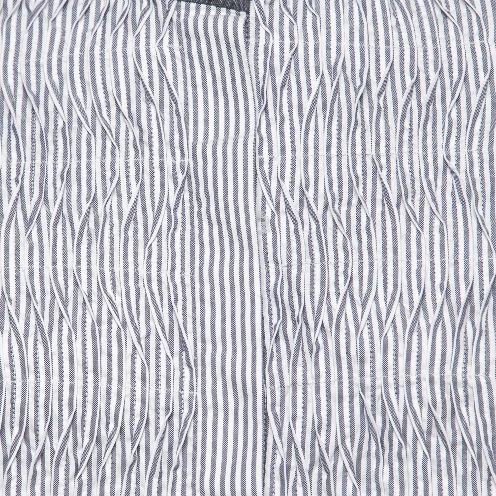 Roksanda Dark Blue Striped Cotton Pleated Front Tunic Top S