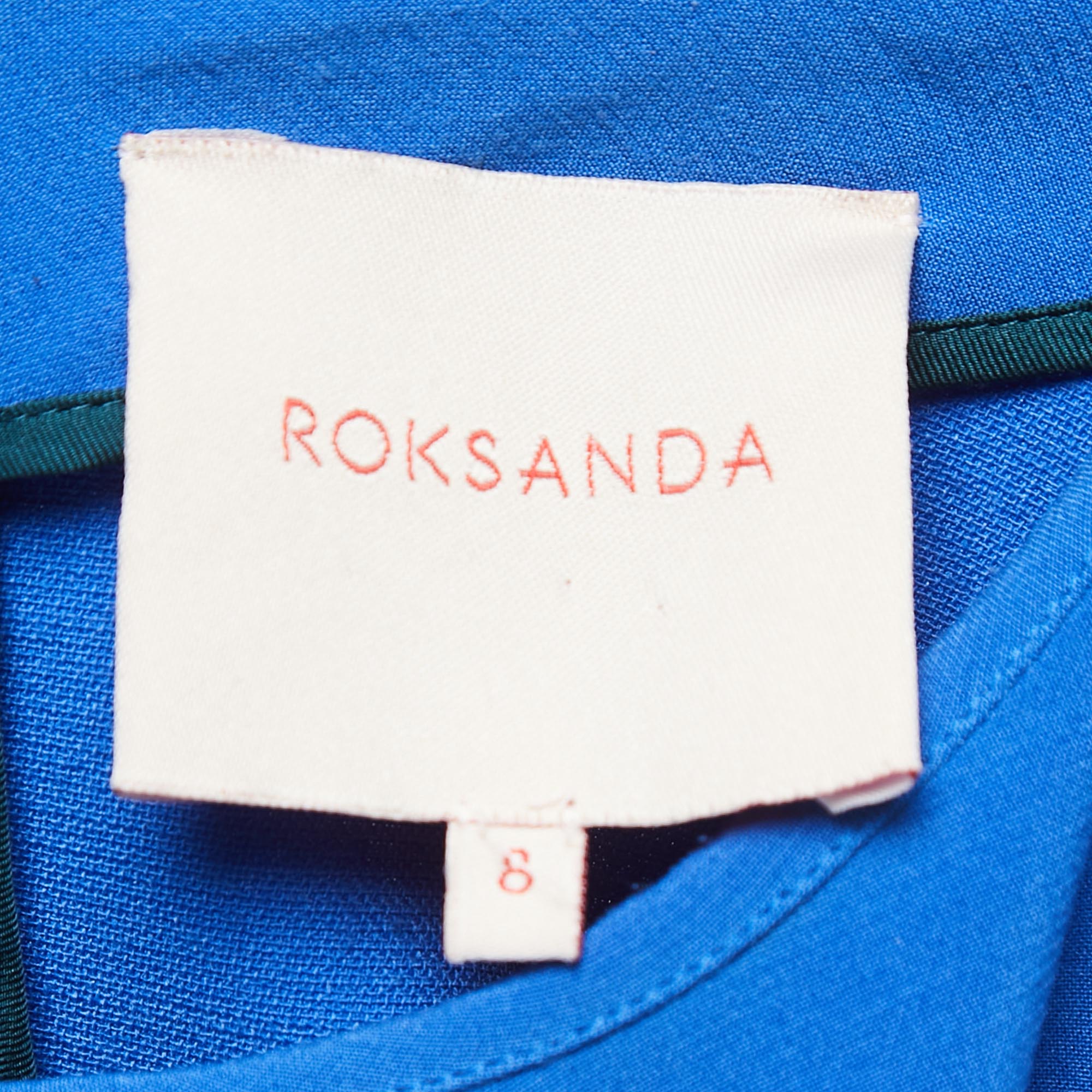 Roksanda Blue Knit Full Sleeve Ruffle Detail Top S