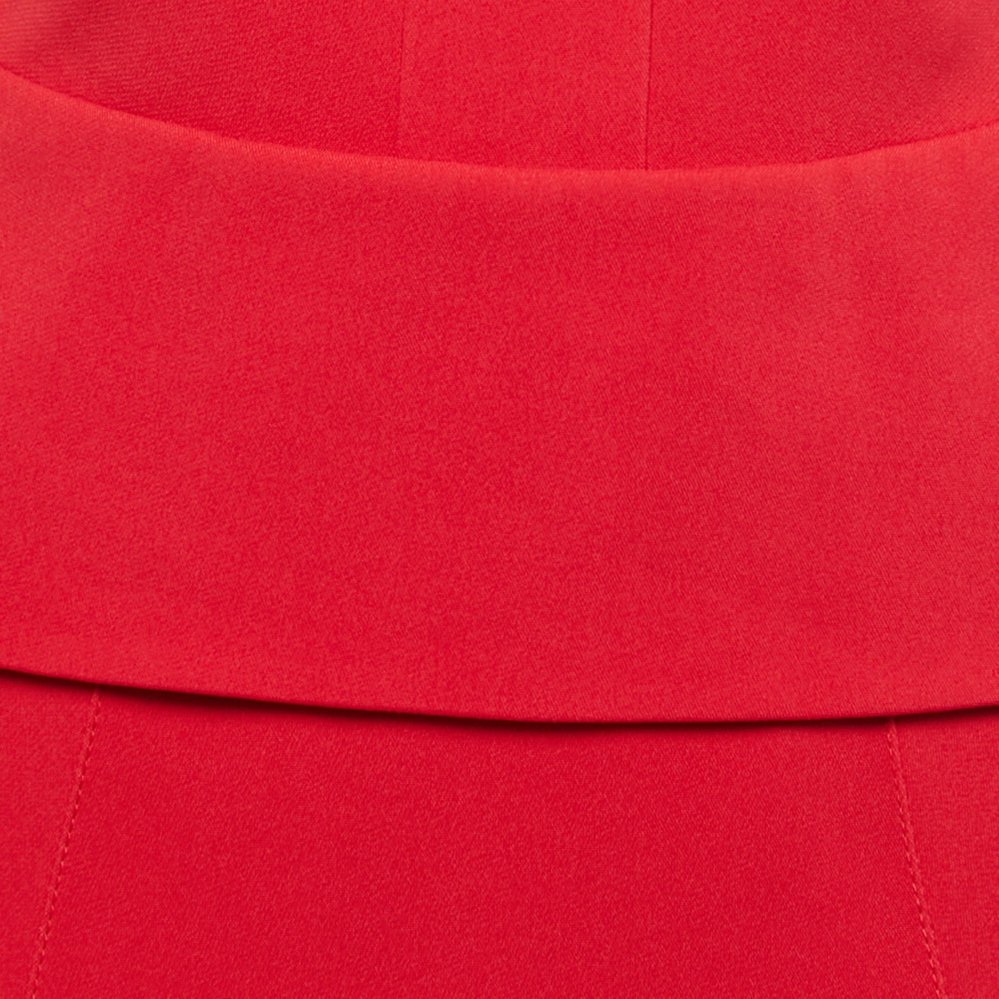 Roland Mouret  Red Crepe Flared Lubelia Gown M