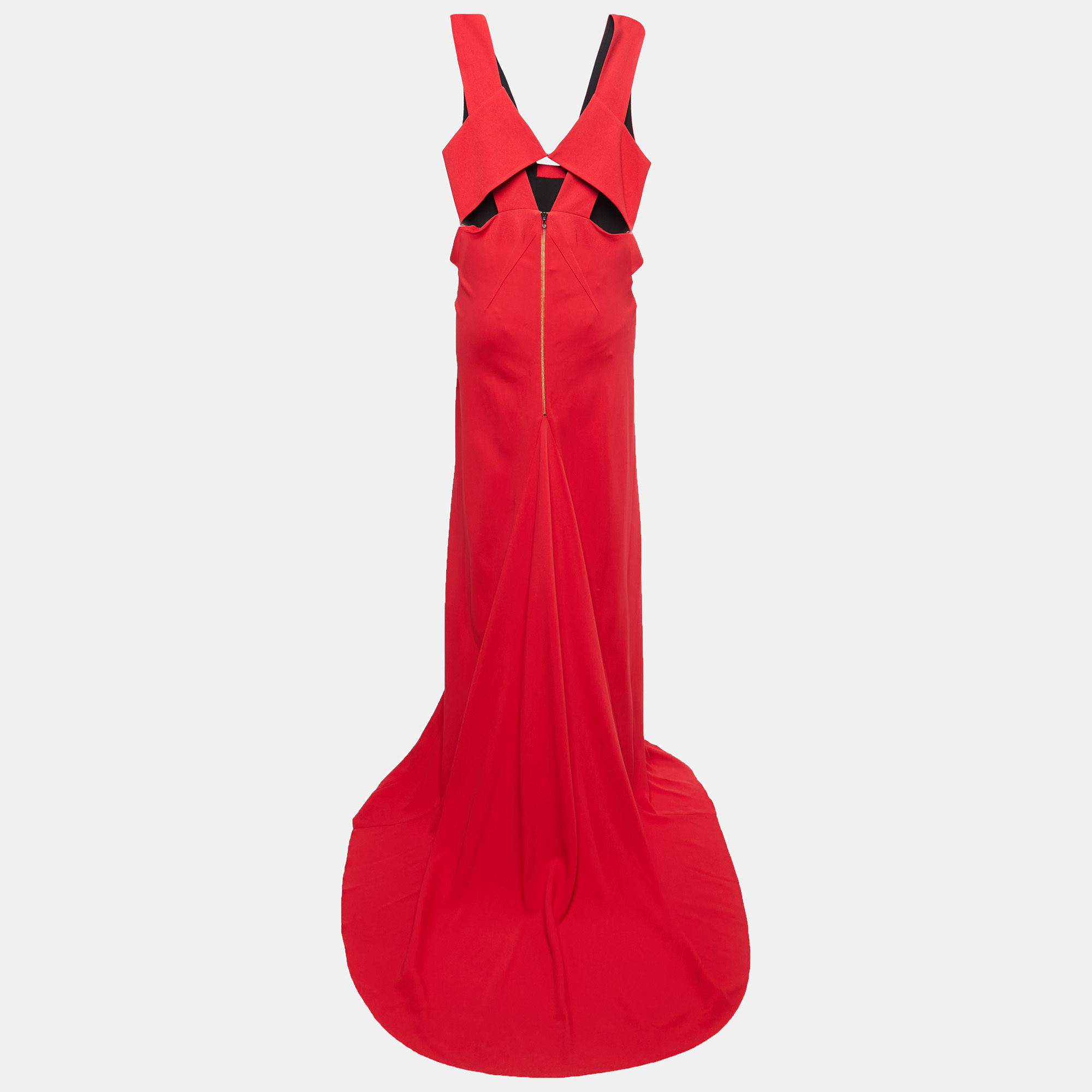 Roland Mouret  Red Crepe Flared Lubelia Gown M