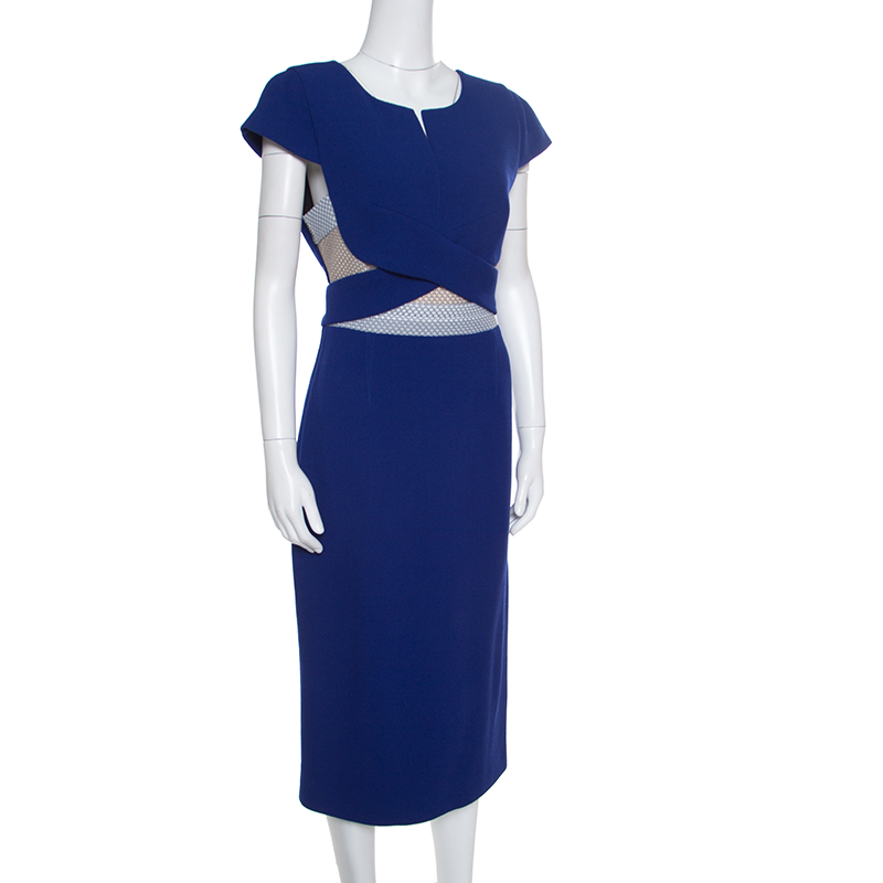 Roland Mouret Royal Blue Wool Crepe Honeycomb Mesh Trim Kitero Dress
Roland Mouret Royal Blue Wool Crepe Honeycomb Mesh Trim Kitero Dress