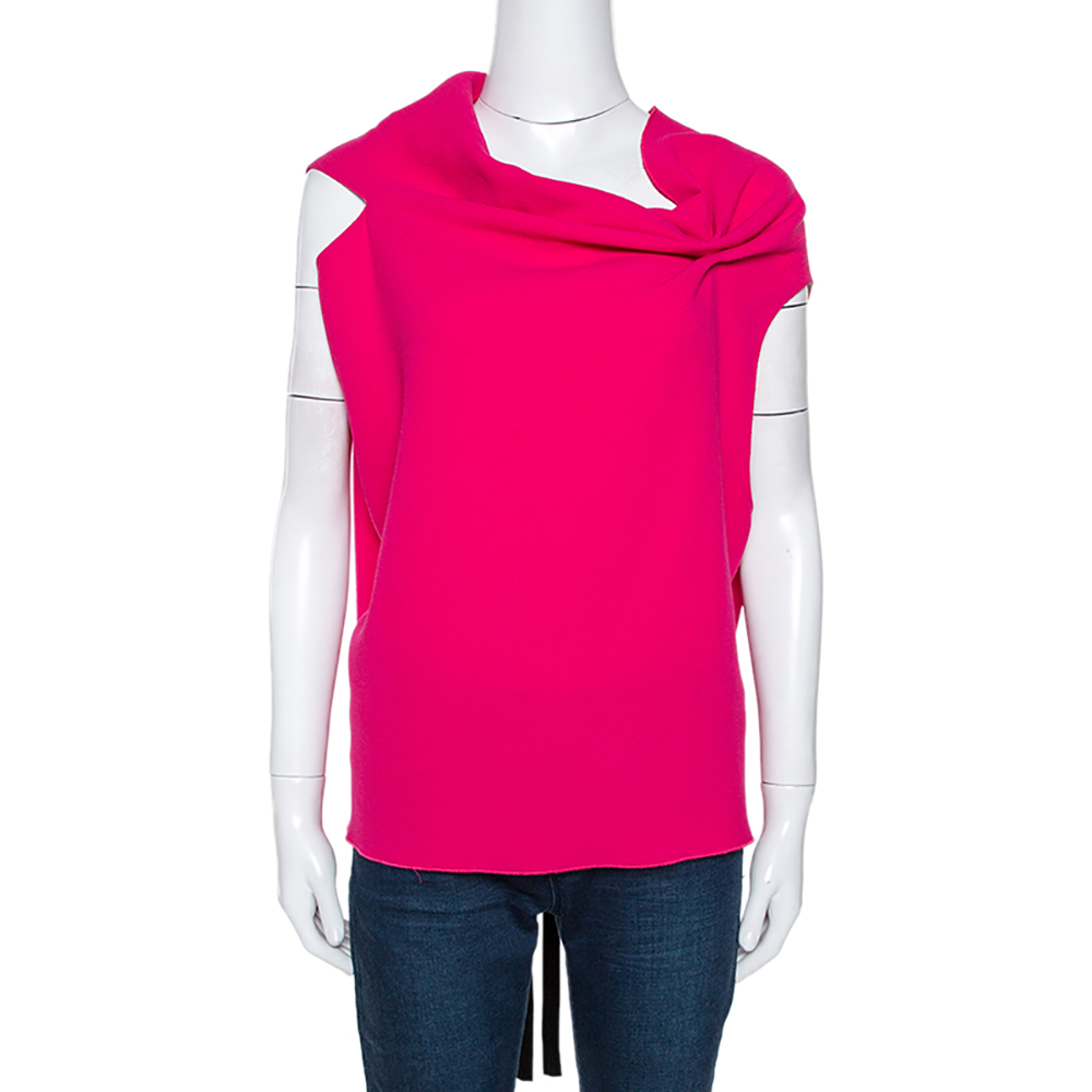 Image of Roland Mouret Pink Wool Crepe Open Back Eugene Top L