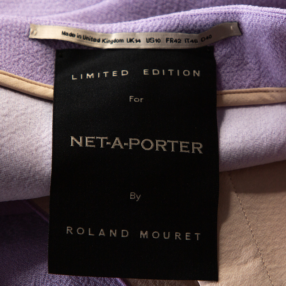 Roland Mouret Lavender Wool Crepe One Shoulder Aglais Dress L