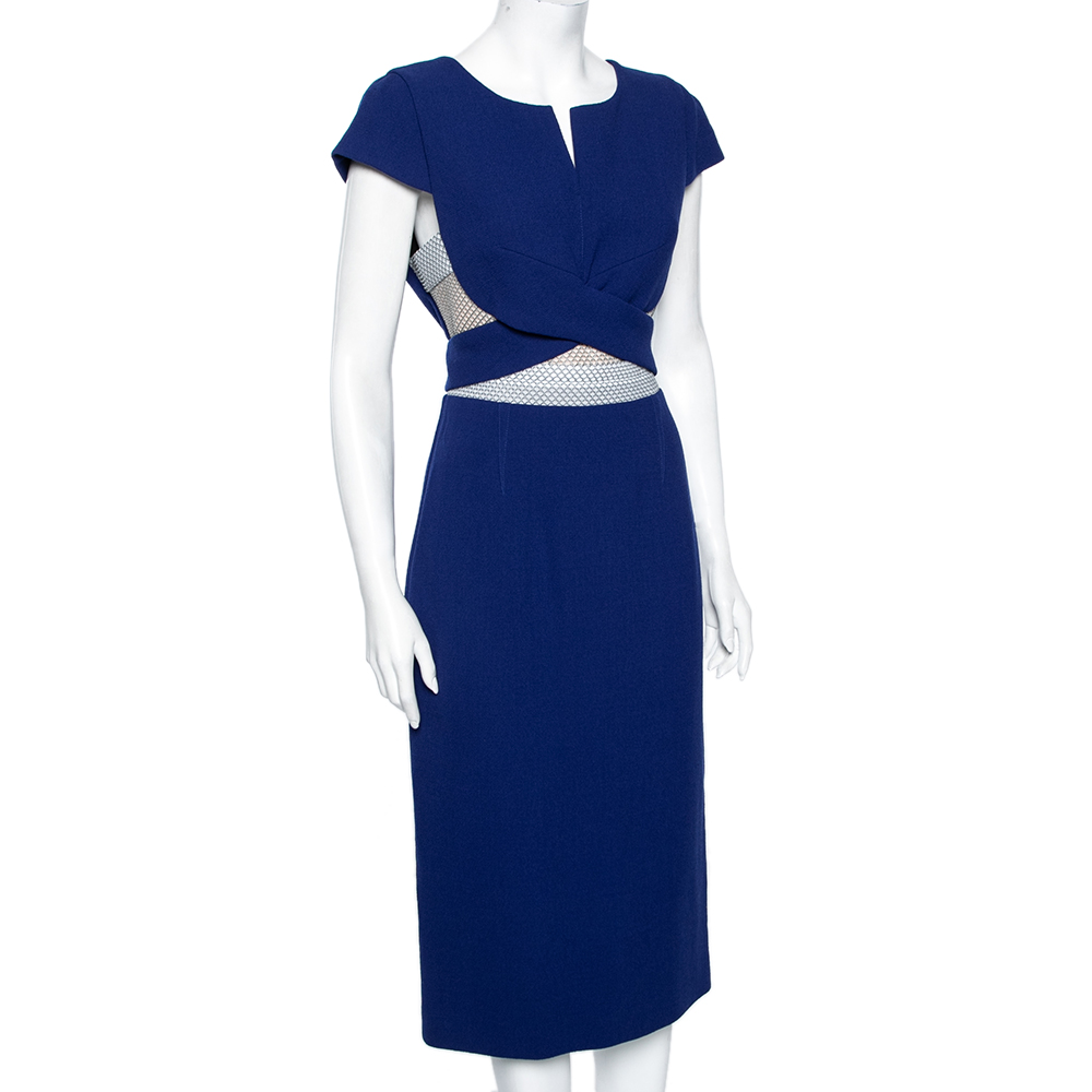 Roland Mouret Royal Blue Wool Crepe Honeycomb Mesh Trim Kitero Dress
Roland Mouret Royal Blue Wool Crepe Honeycomb Mesh Trim Kitero Dress