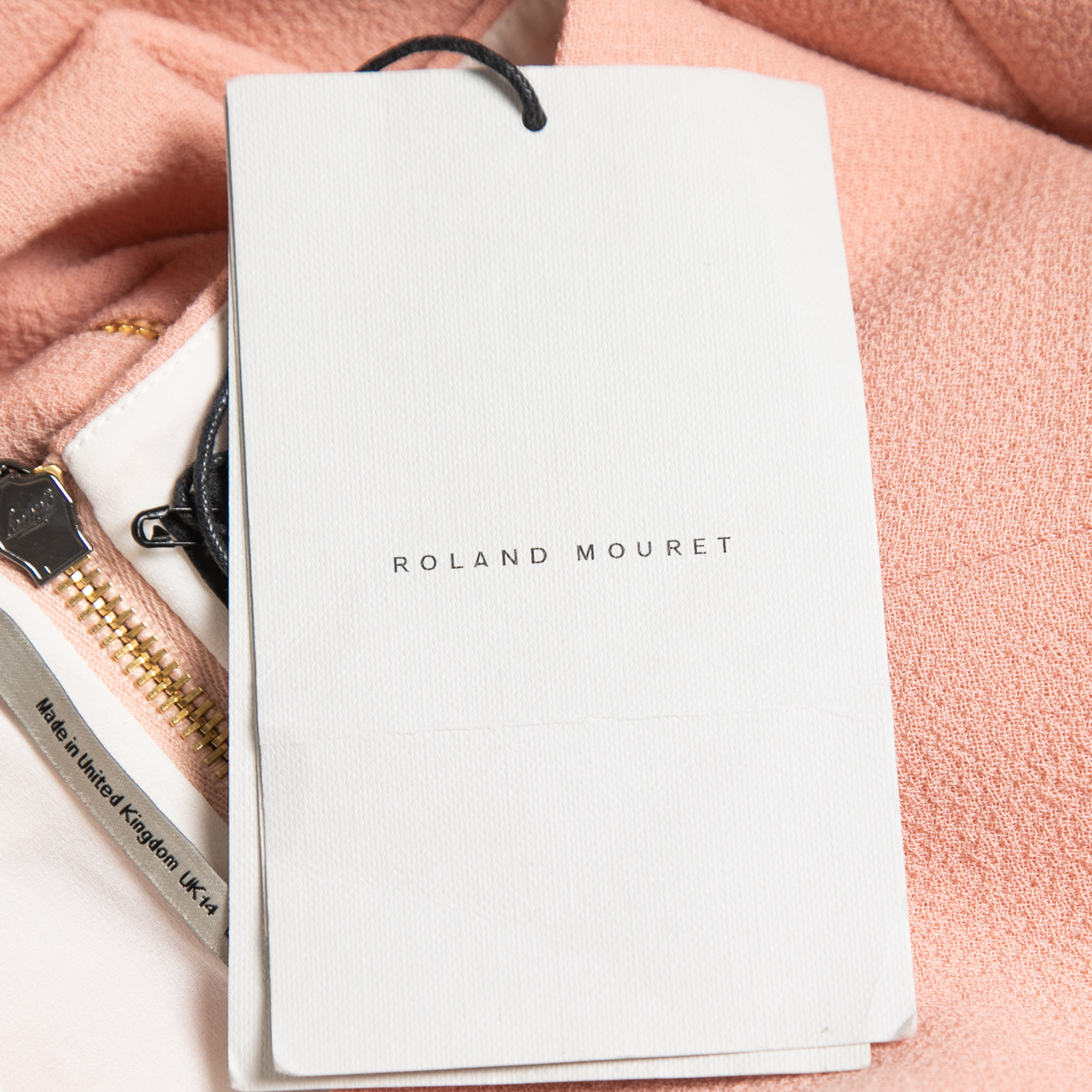 Roland Mouret Pastel Rose Wool Crepe On Shoulder Midi Dress L