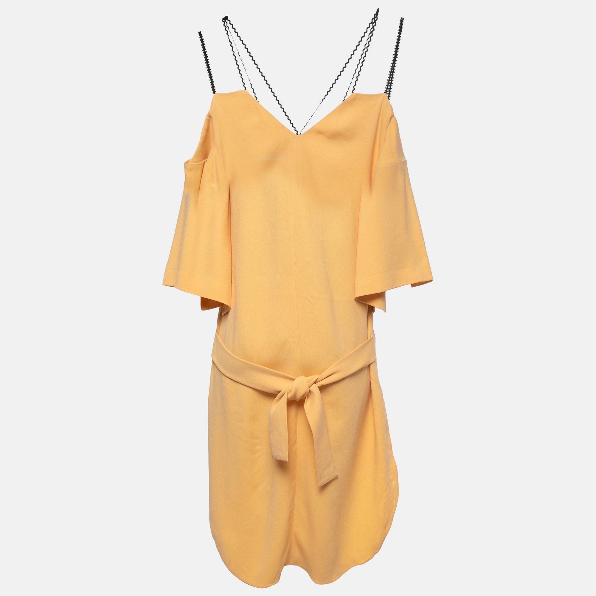 Roland Mouret Yellow Crepe Off-Shoulder Belted Conway Dress M