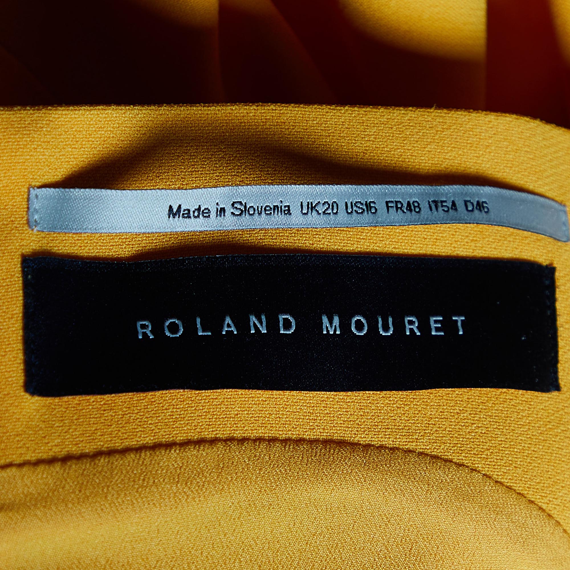 Roland Mouret Marigold Yellow Stretch Crepe Off Shoulder Arch Dress XL