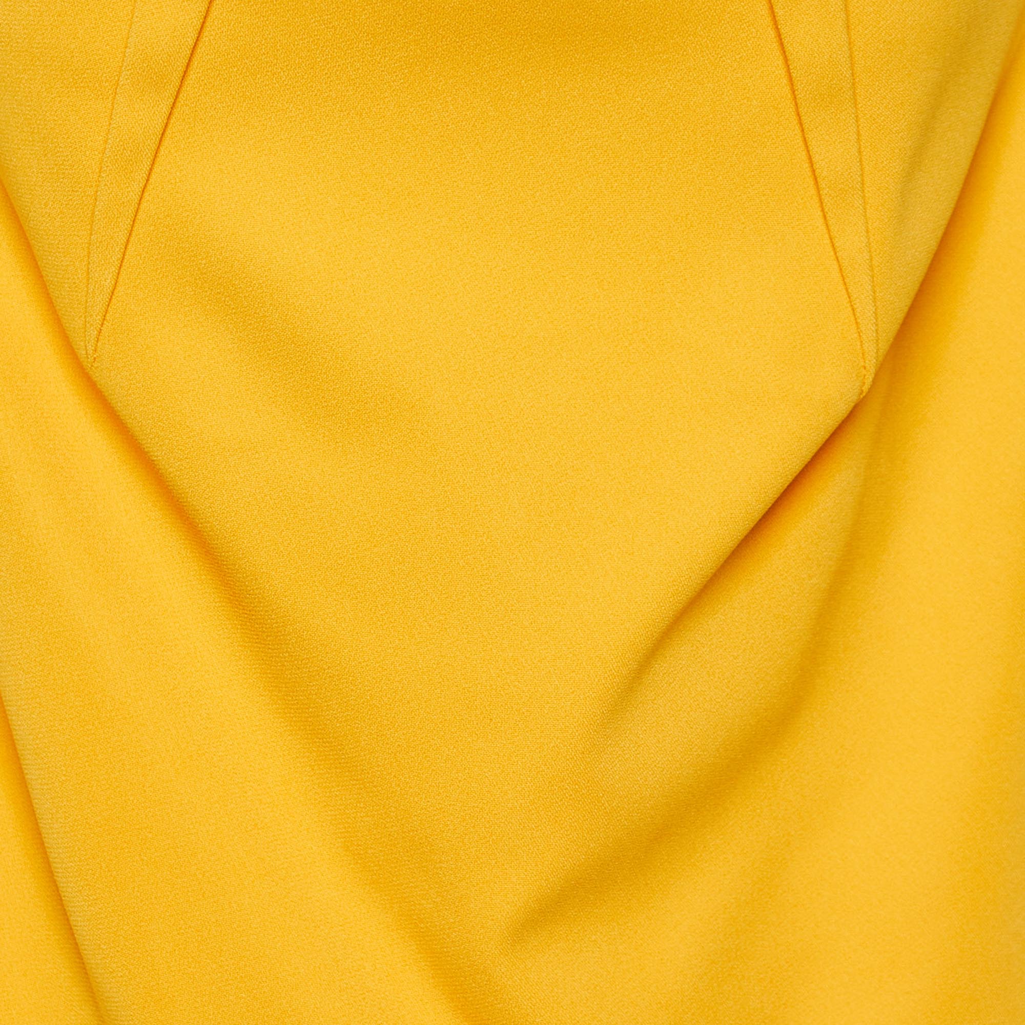 Roland Mouret Marigold Yellow Stretch Crepe Off Shoulder Arch Dress XL