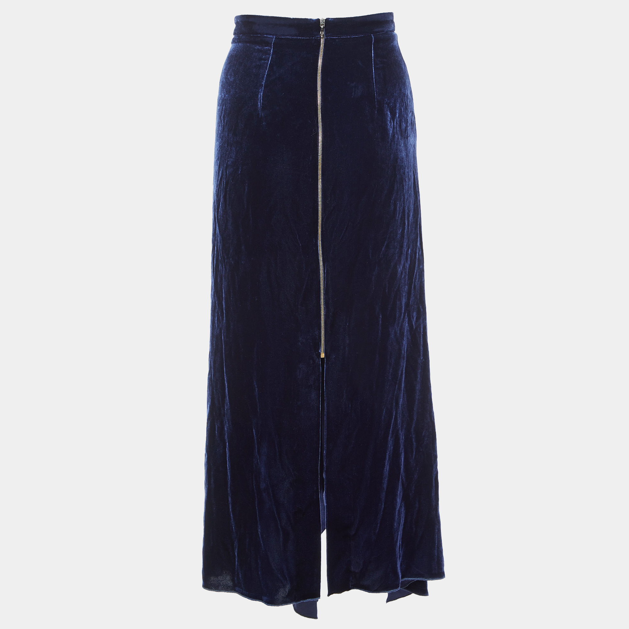 Roland Mouret Navy Blue Velvet Haxby Midi Skirt M