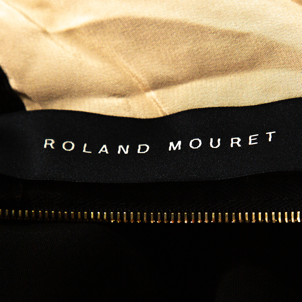 Roland Mouret Black Crepe & Lace Draped Harmon Dress M