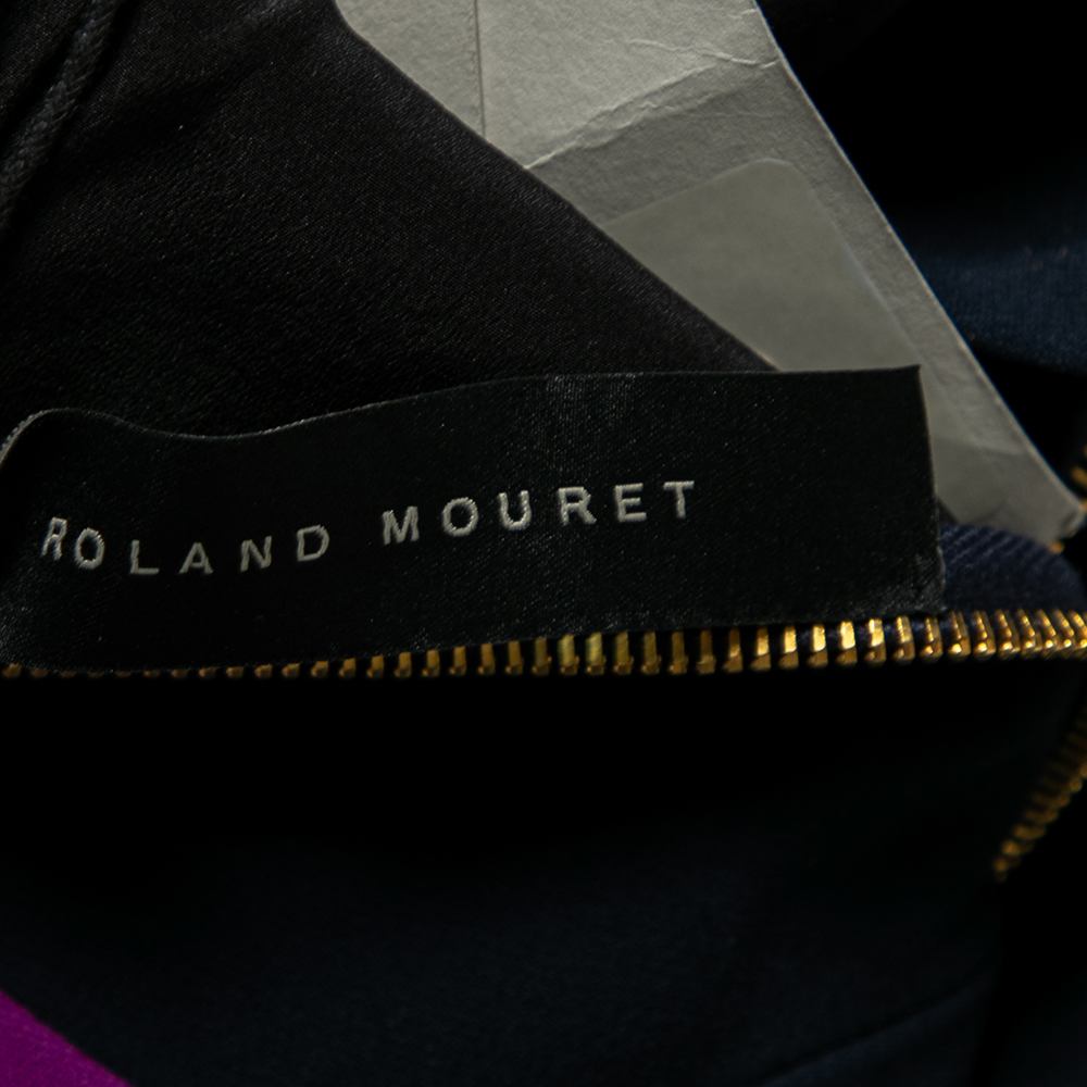 Roland Mouret Color Block Stretch Crepe Kennard Halter Dress S
