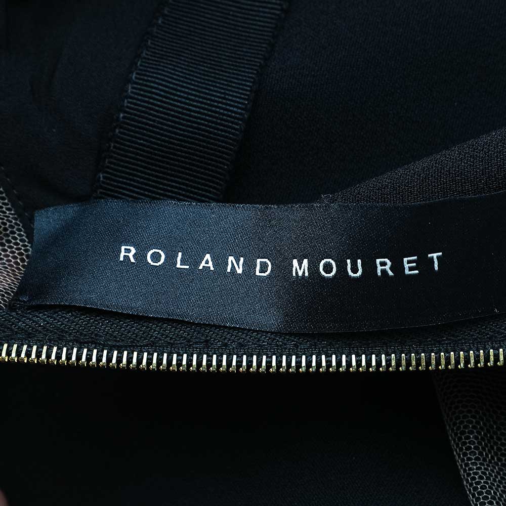 Roland Mouret Black Crepe & Lace Paneled Carrington Gown M