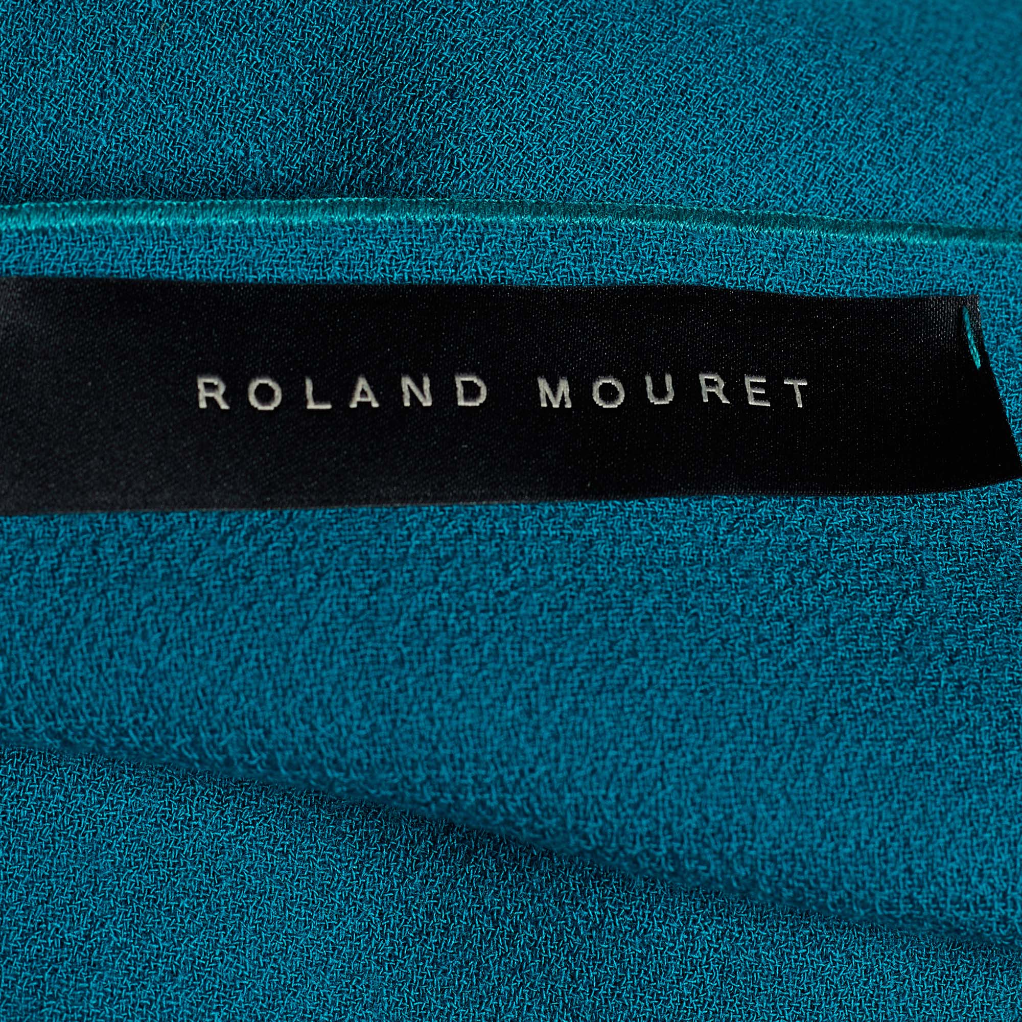Roland Mouret Green Wool Asymmetric Draped Eugene Top L