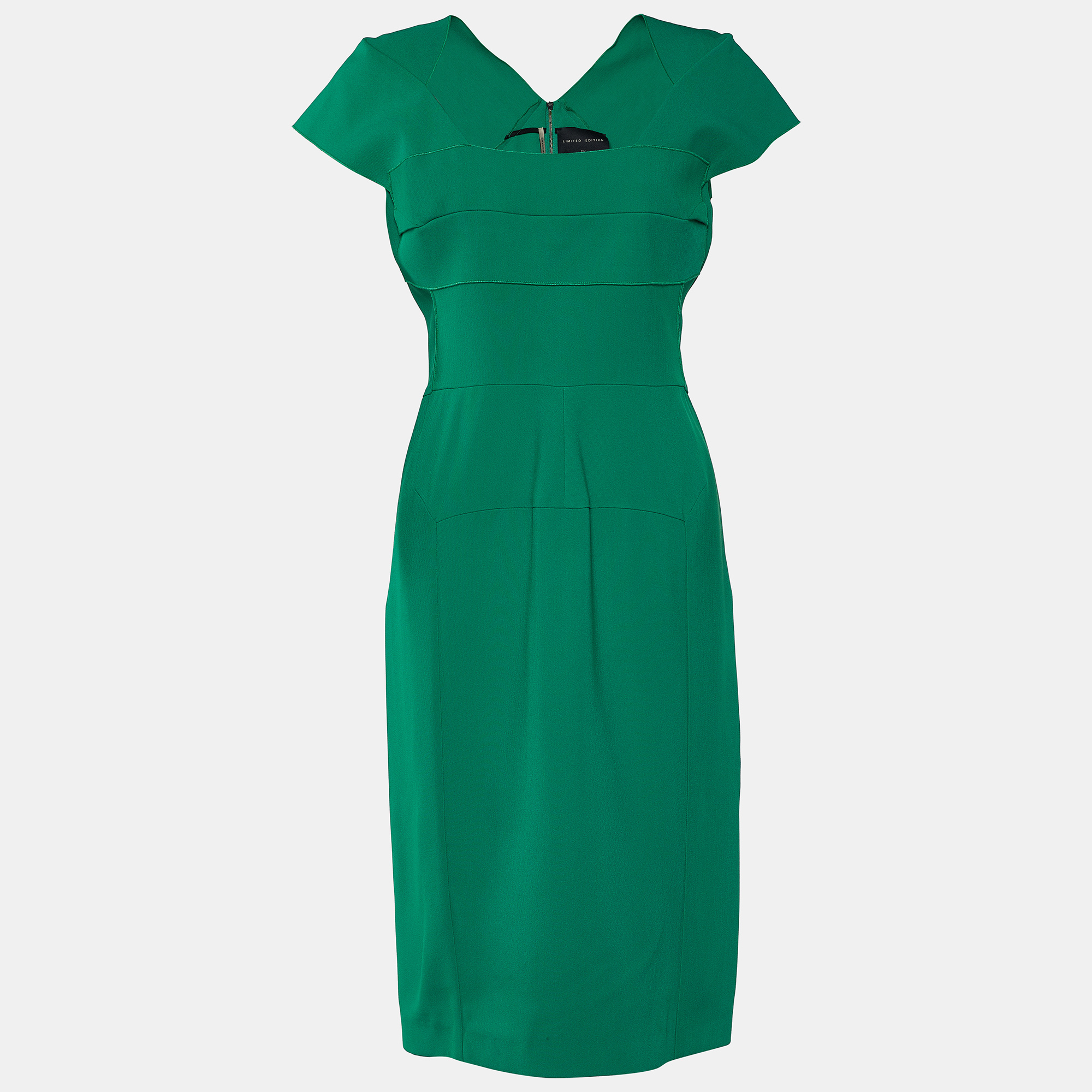 Roland mouret for selfridges limited edition green crepe cocktail dress m