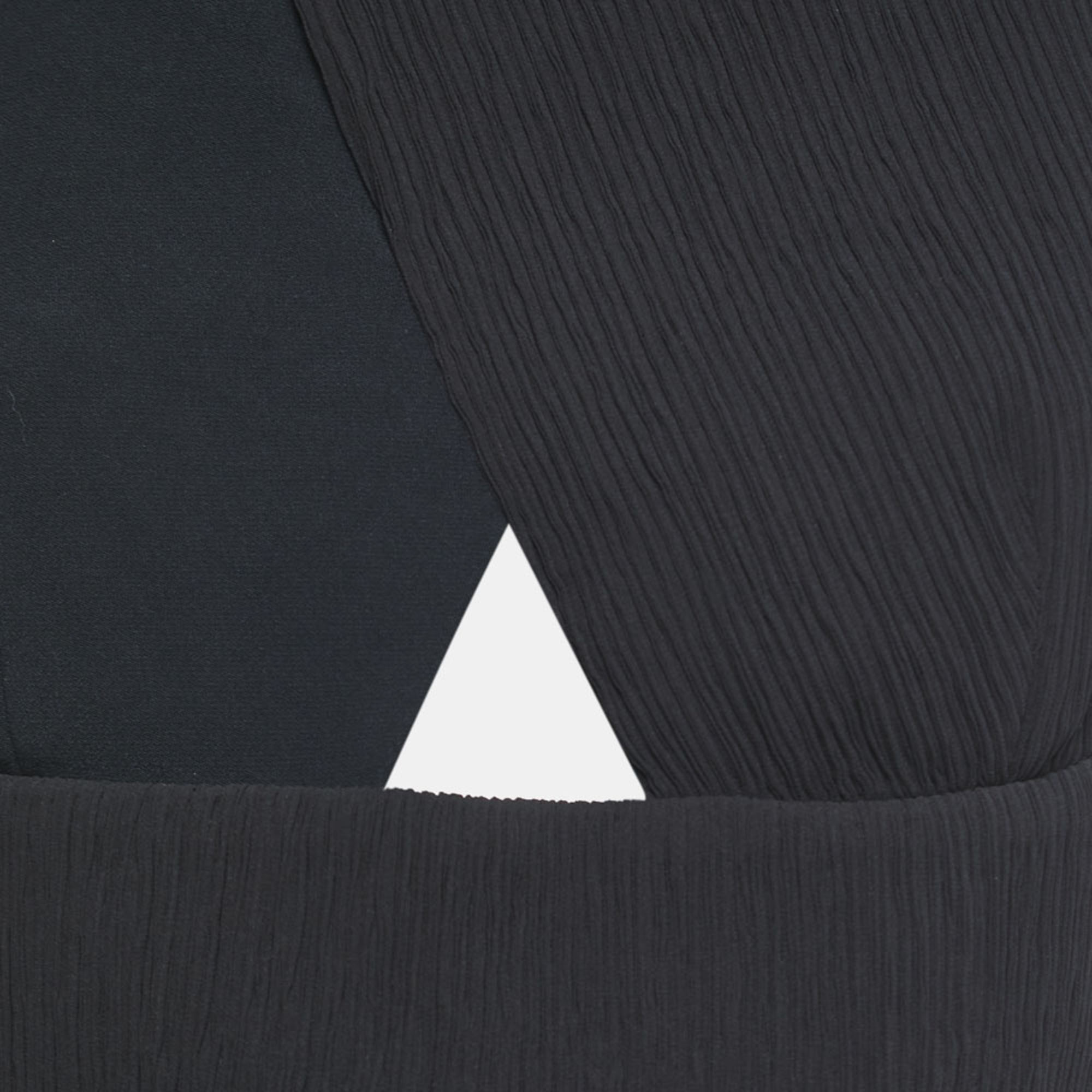 Roland Mouret Black Crepe & Chiffon Cutout Detail Crop Top L