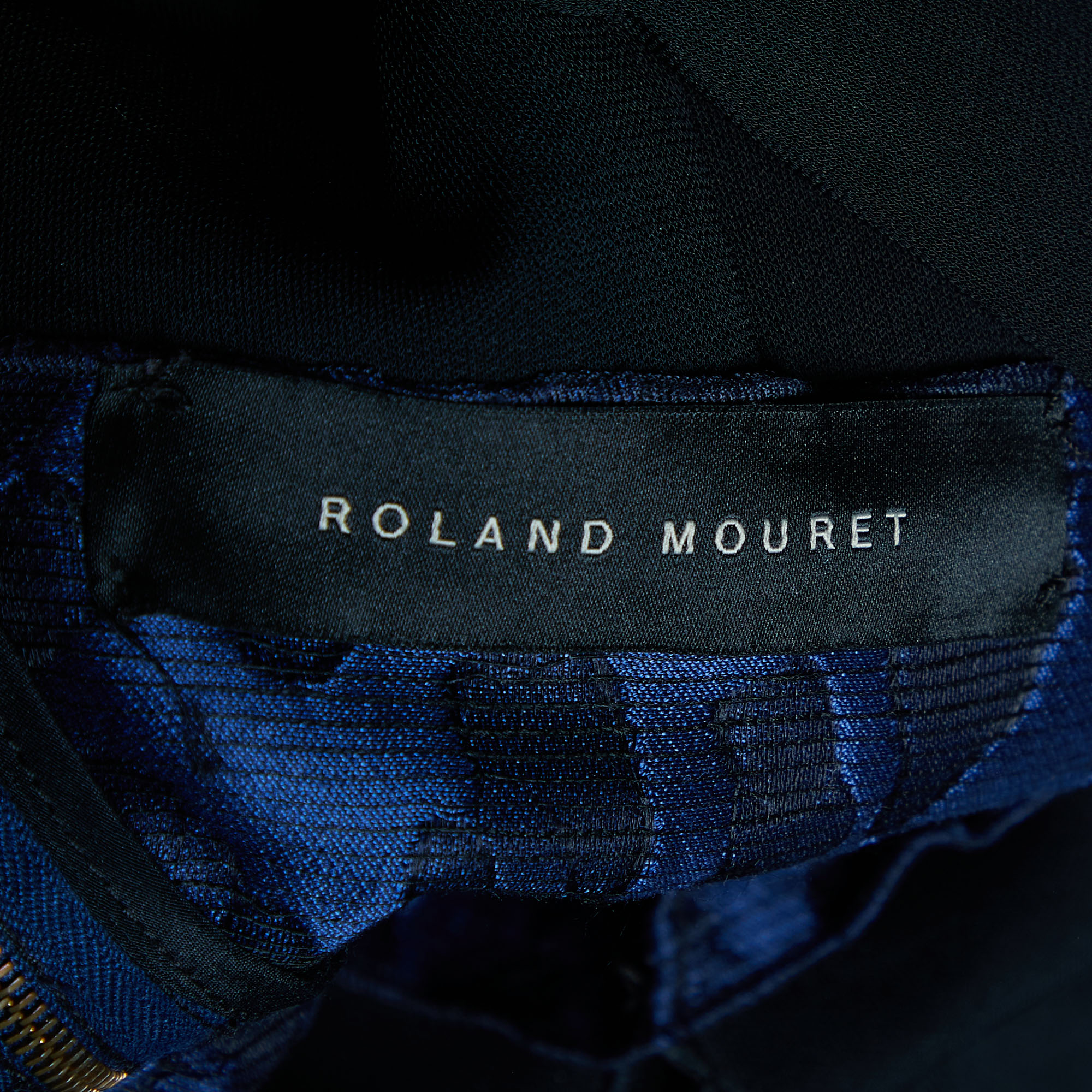 Roland Mouret Navy Blue Mirah Jacquard Cotton Silk Midi Dress S