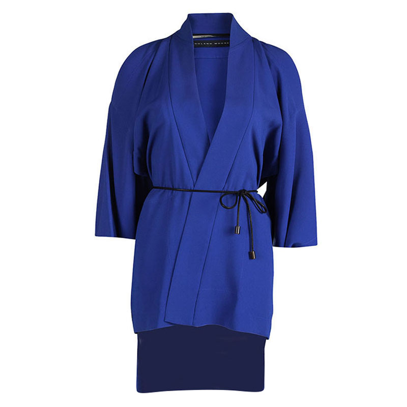Image of Roland Mouret Blue Roche Cold Shoulder Kimono Top S