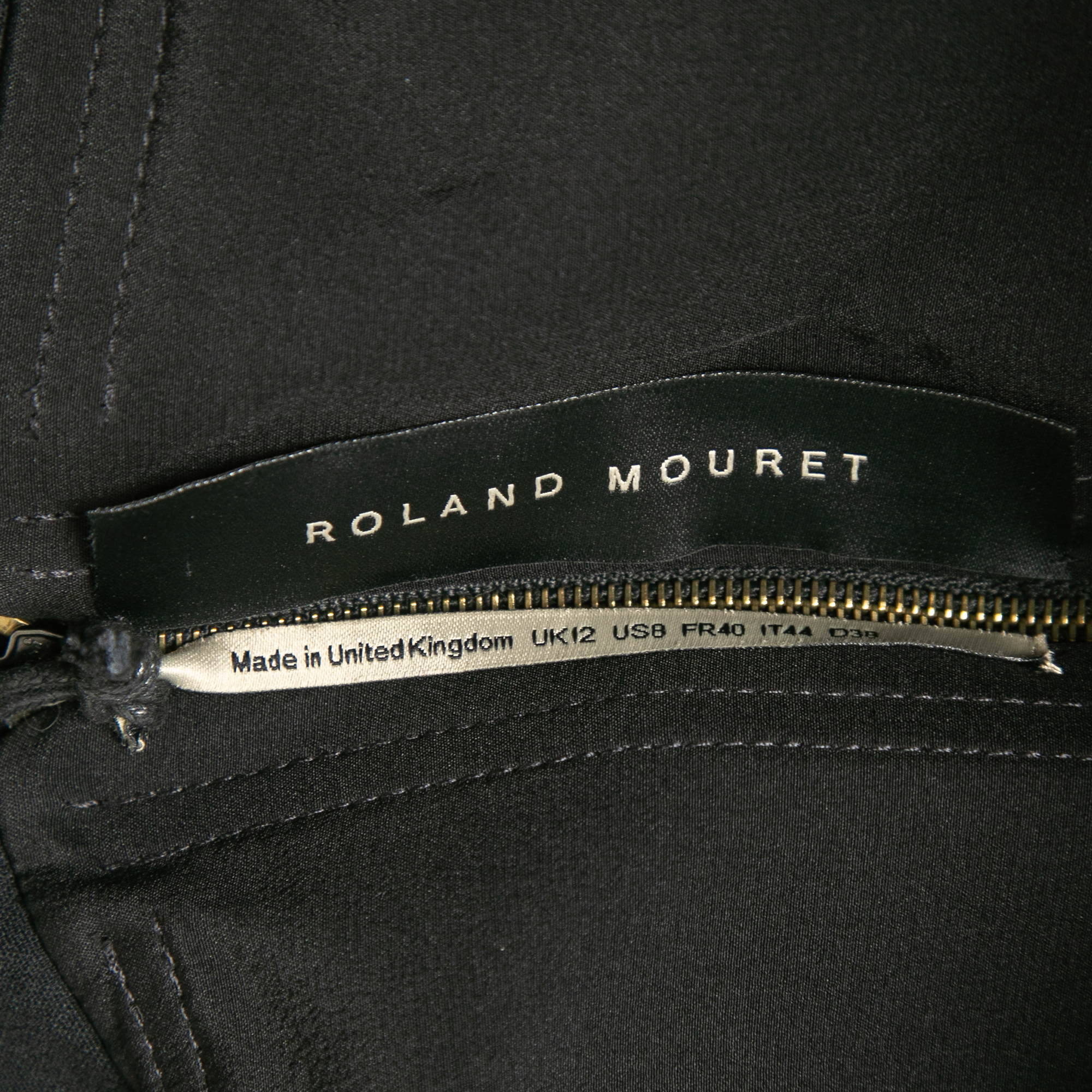 Roland Mouret Black Floral Textured Silk Off Shoulder Heddon Gown M