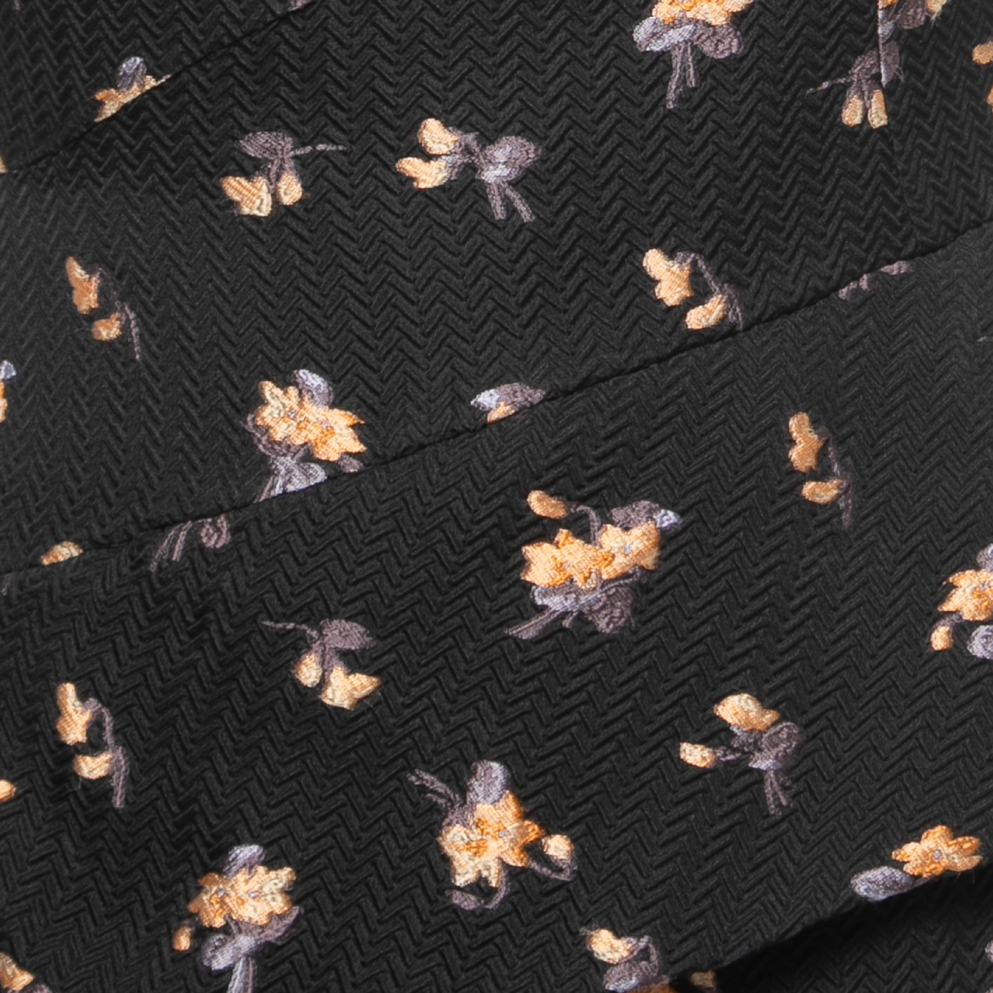 Roland Mouret Black Floral Textured Silk Off Shoulder Heddon Gown M