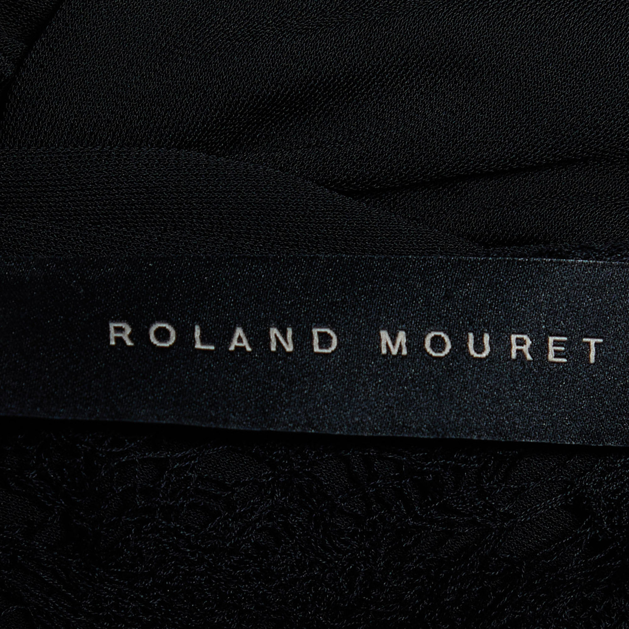 Roland Mouret Black Jersey Draped & Lace Back Maxi Dress M