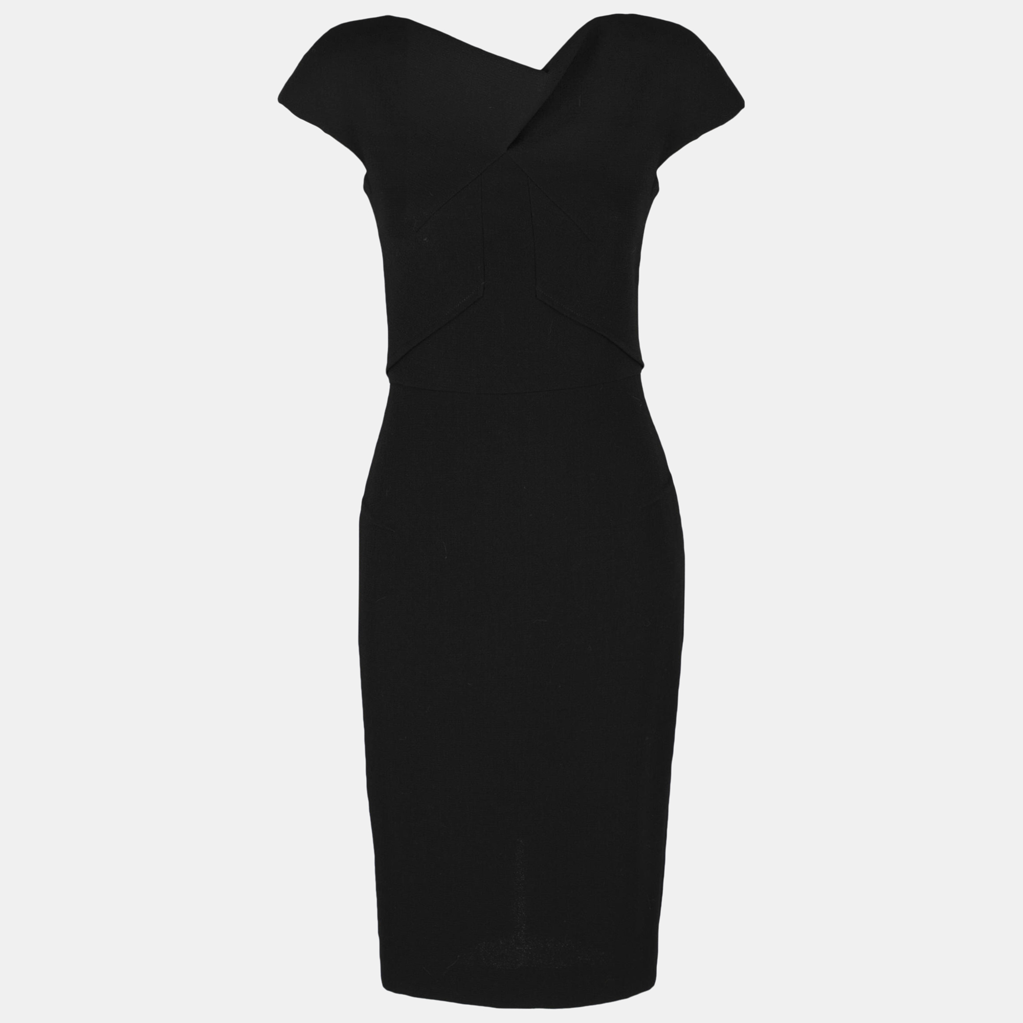 Roland Mouret  Women's Synthetic Fibers Midi Dress - Black - M
