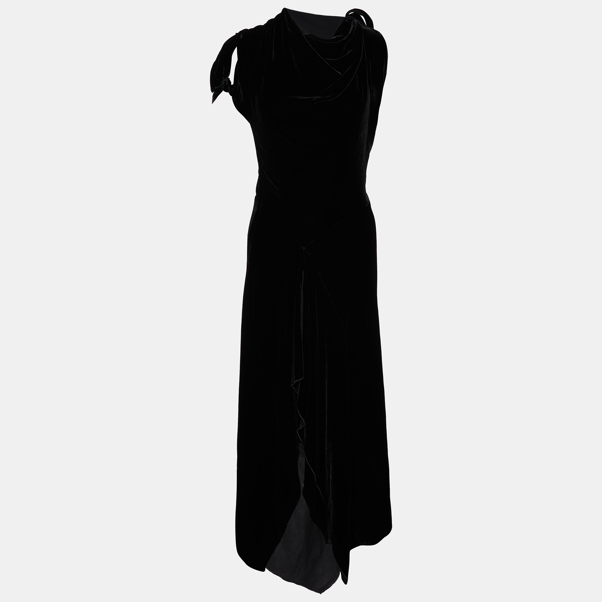 Roland Mouret Black Velvet Cutout Wren Draped Dress M