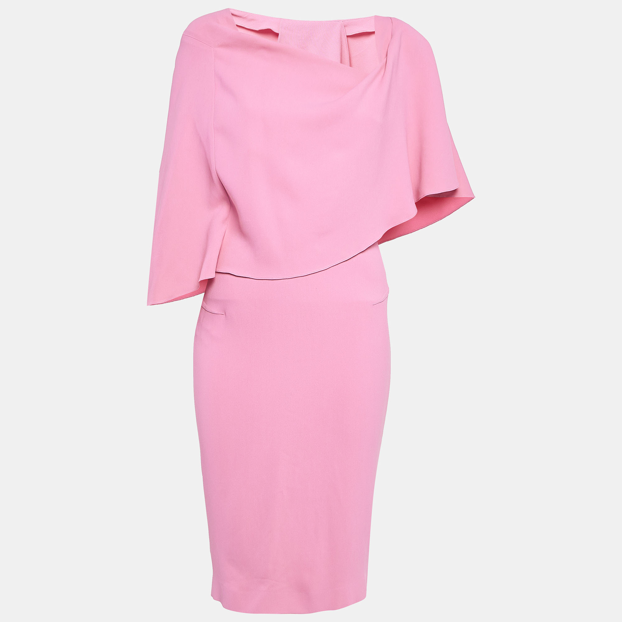 Roland mouret pink stretch crepe one shoulder amaral dress m