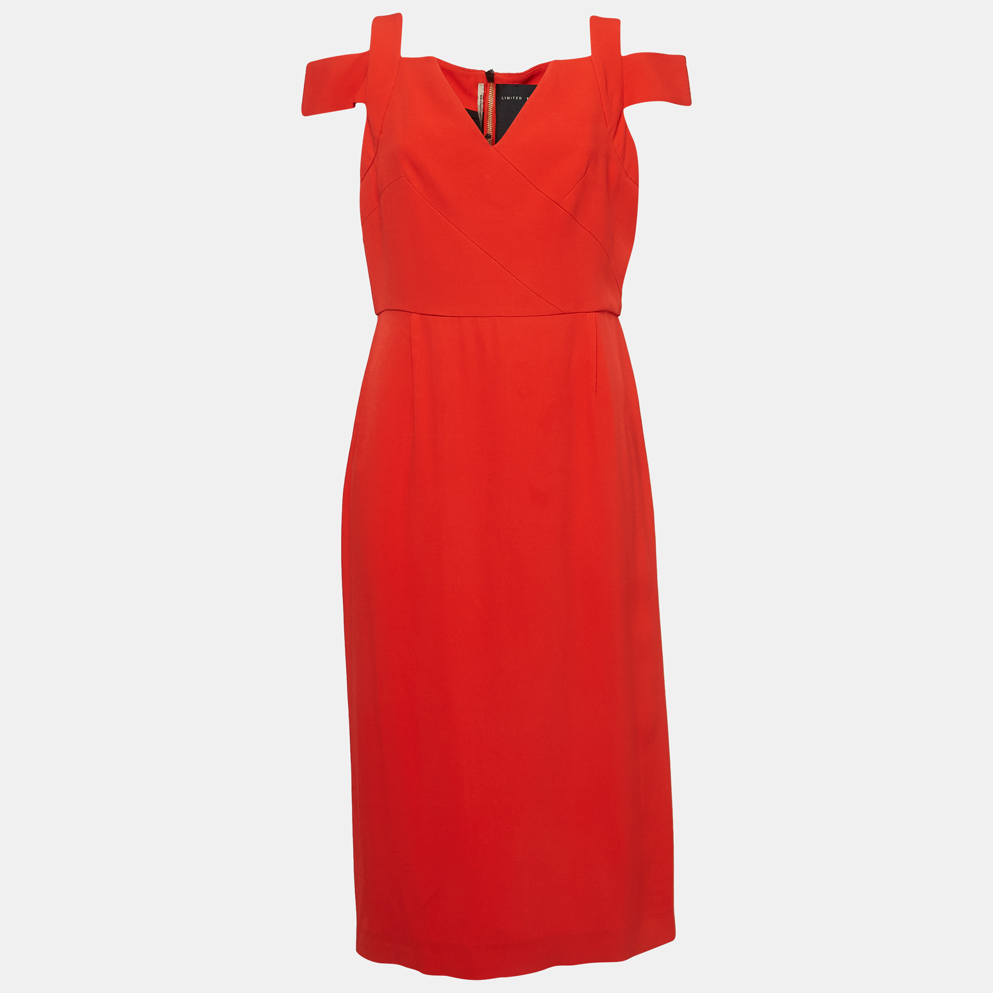 Limited edition by roland mouret bright red stretch crepe erskin dress l