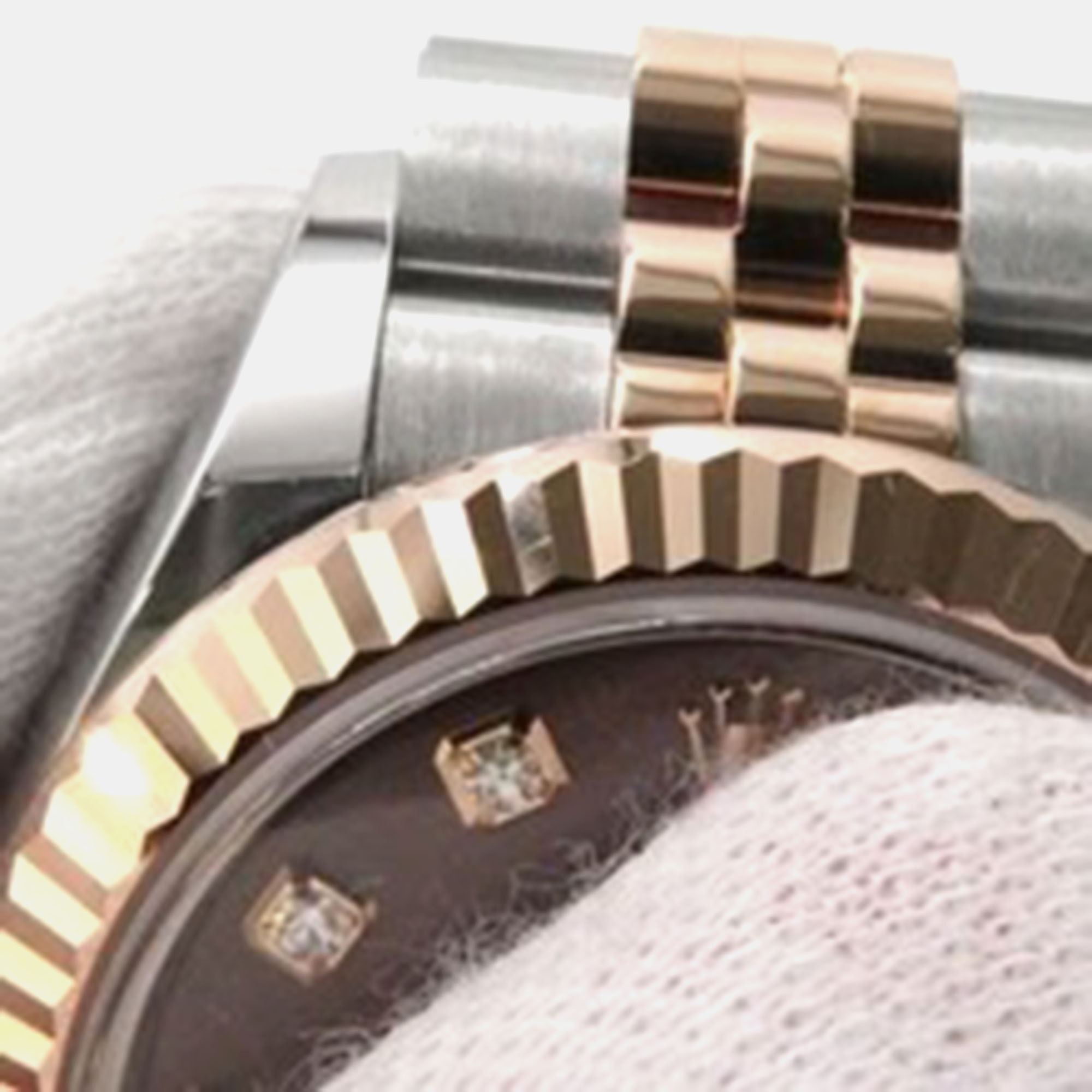 Rolex Brown Diamond 18k Rose Gold Stainless Steel Datejust Automatic Women's Wristwatch 28 Mm