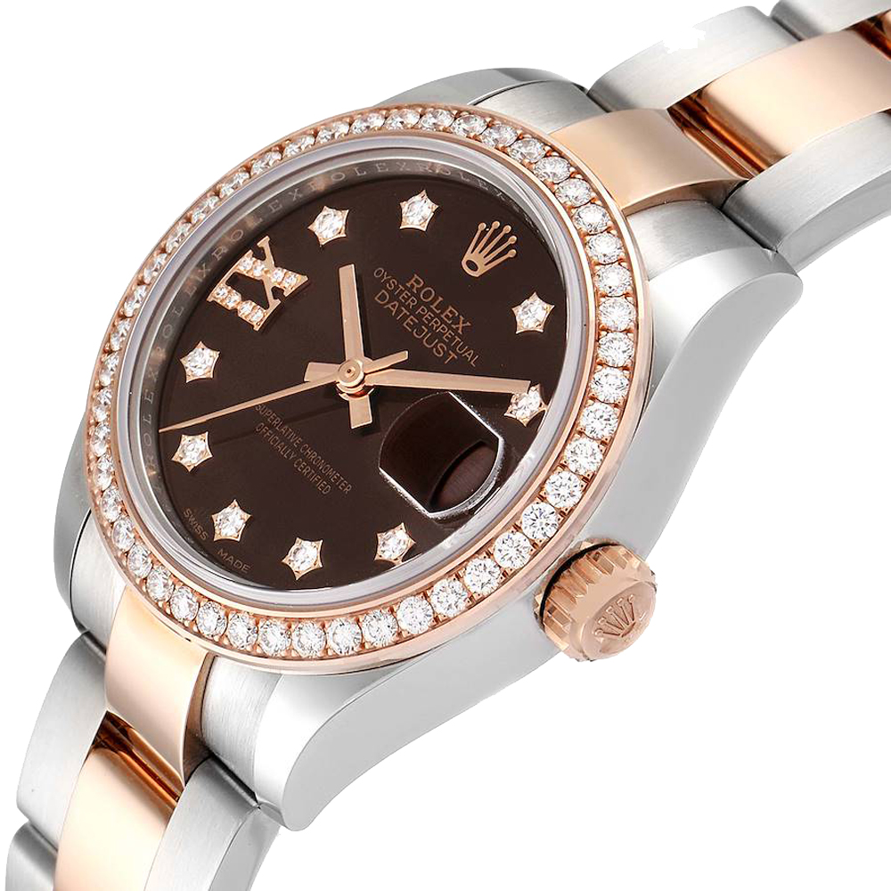 Rolex Brown Diamonds 18K Rose Gold And Stainless Steel Datejust 279381 Women's Wristwatch 28 MM
Rolex Brown Diamonds 18K Rose Gold And Stainless Steel Datejust 279381 Women's Wristwatch 28 MM