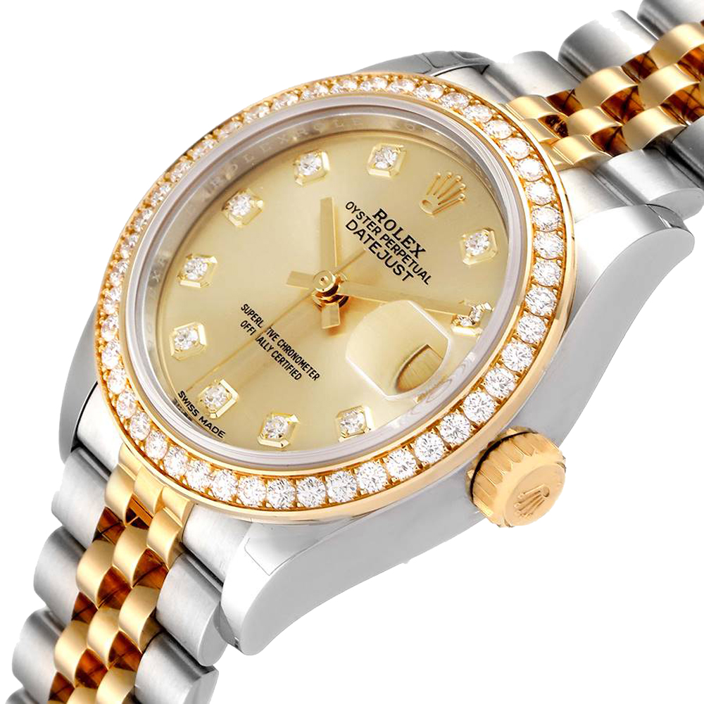 Rolex Champagne Diamonds 18K Yellow Gold And Stainless Steel Datejust 279383 Women's Wristwatch 28 MM
Rolex Champagne Diamonds 18K Yellow Gold And Stainless Steel Datejust 279383 Women's Wristwatch 28 MM
