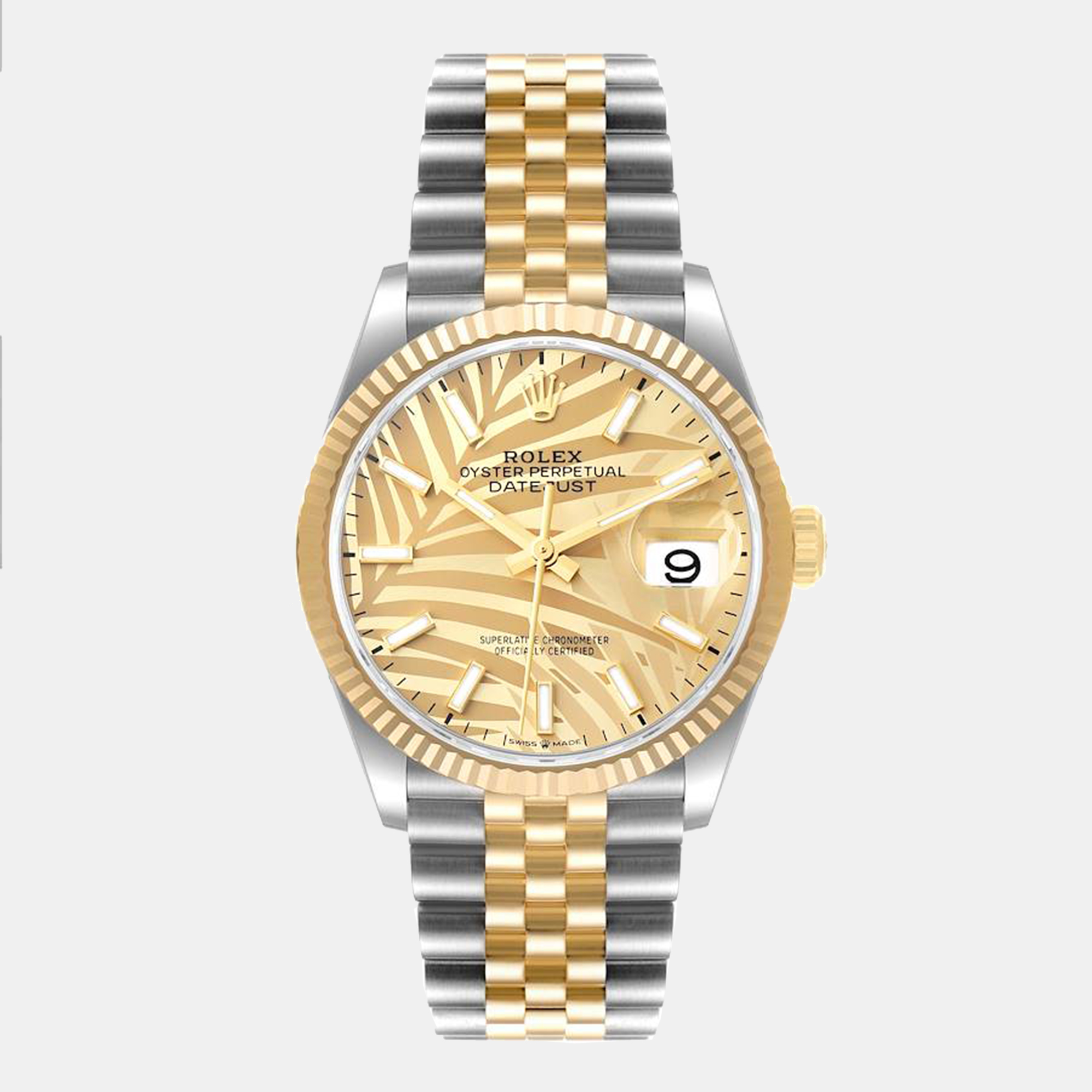 Rolex Champagne 18k Yellow Gold Stainless Steel Datejust 126233 Women's Wristwatch 36 Mm