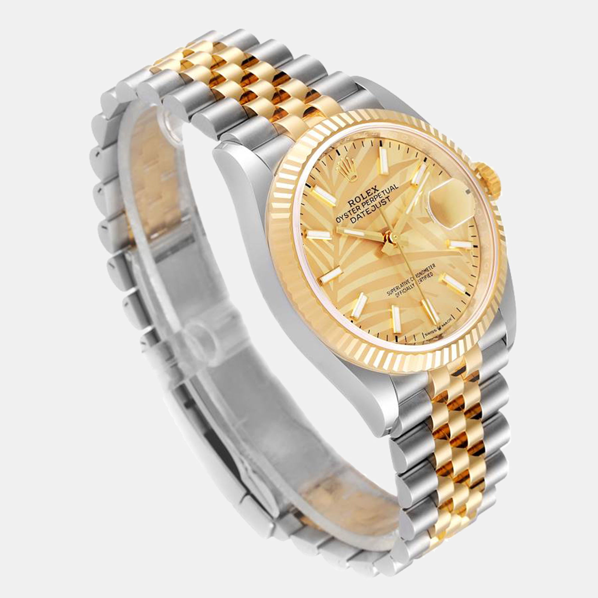 Rolex Champagne 18k Yellow Gold Stainless Steel Datejust 126233 Women's Wristwatch 36 Mm