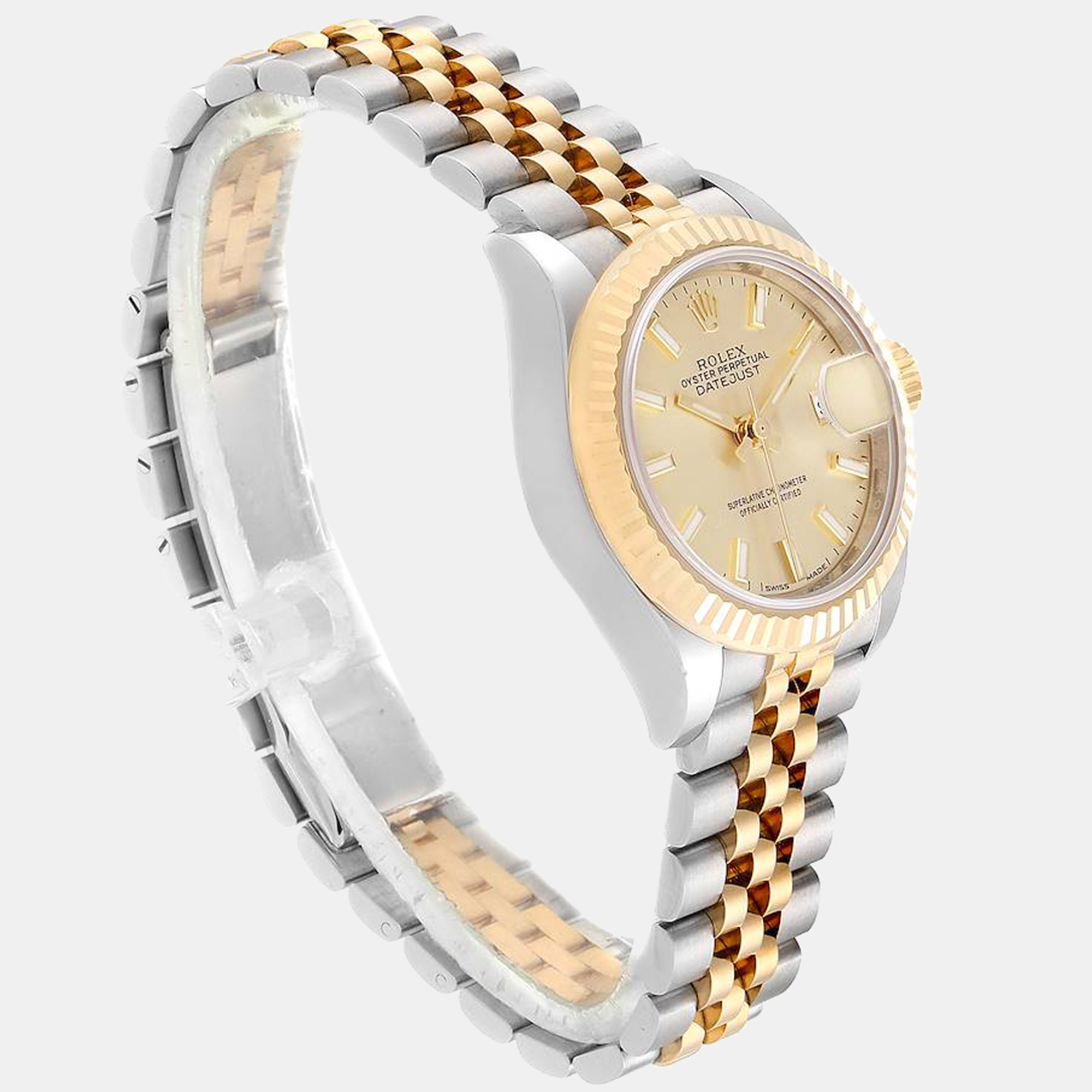 Rolex Champagne 18k Yellow Gold Stainless Steel Datejust 279173 Women's Wristwatch 28 Mm