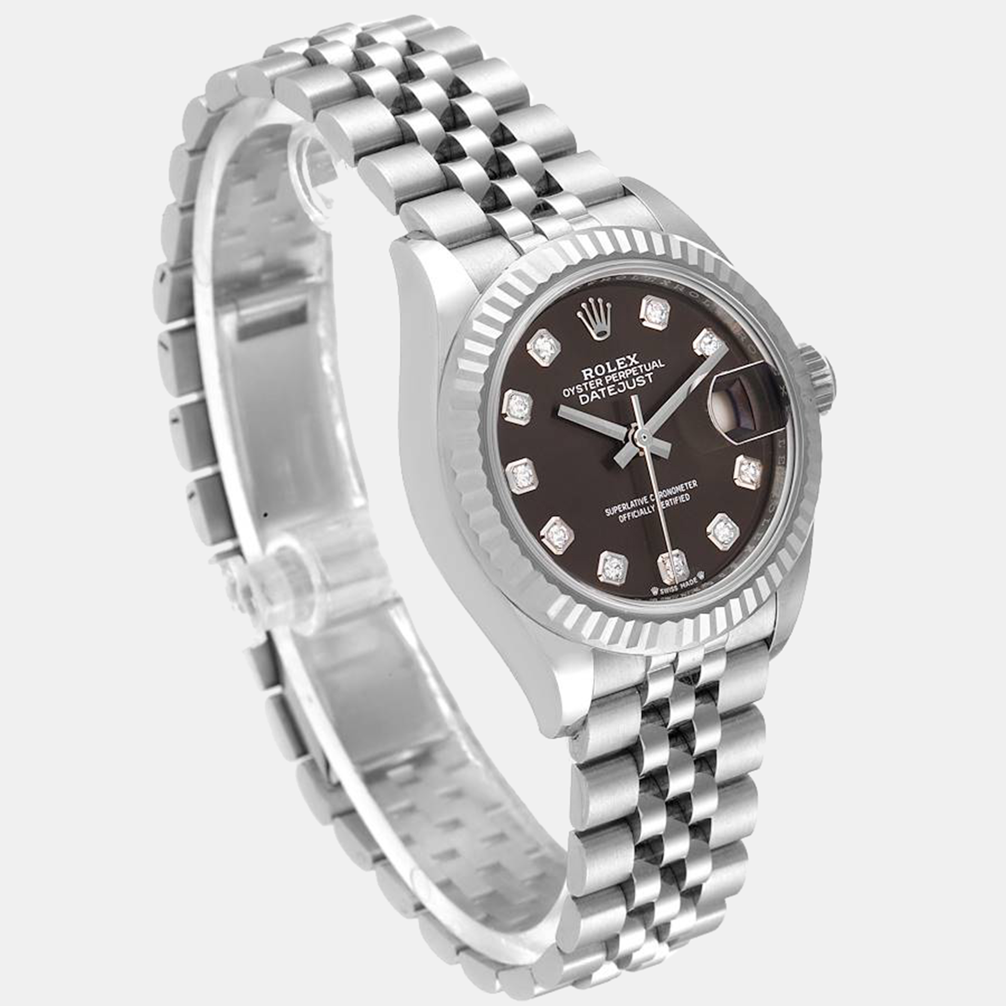 Rolex Dark Grey 18K White Gold And Stainless Steel Datejust 279174 Women's Wristwatch 28 Mm