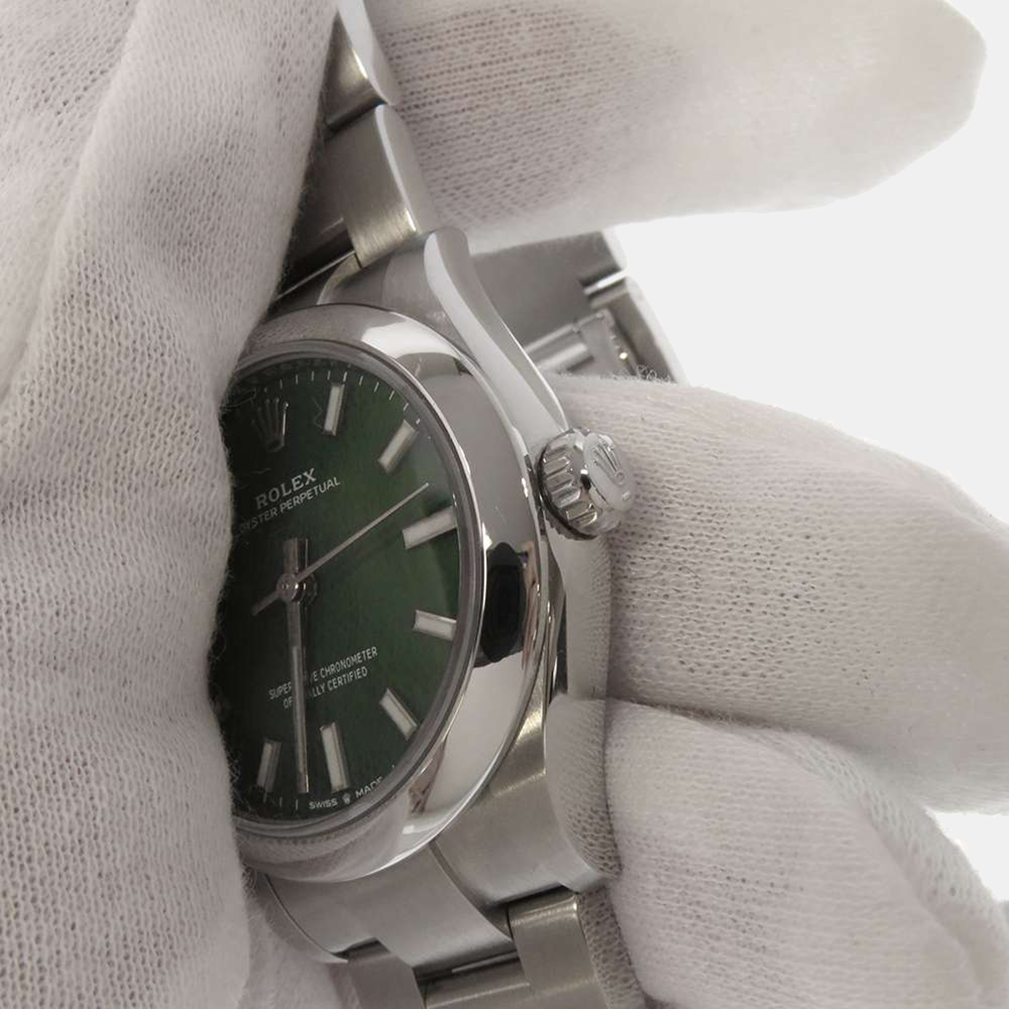 Rolex Green Stainless Steel Oyster Perpetual 277200 Automatic Women's Wristwatch 31 Mm