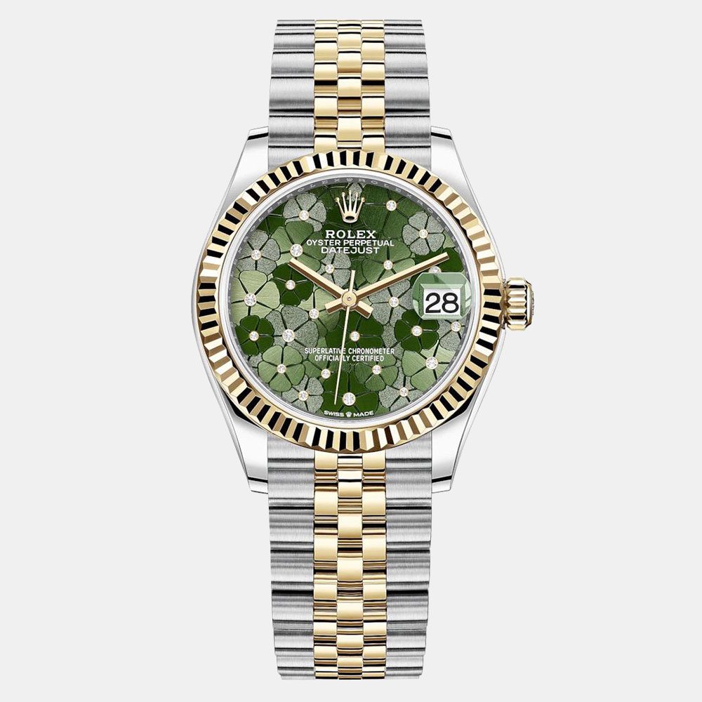 Rolex Datejust Green Diamond Floral Dial, Yellow Gold & Steel 31 MM