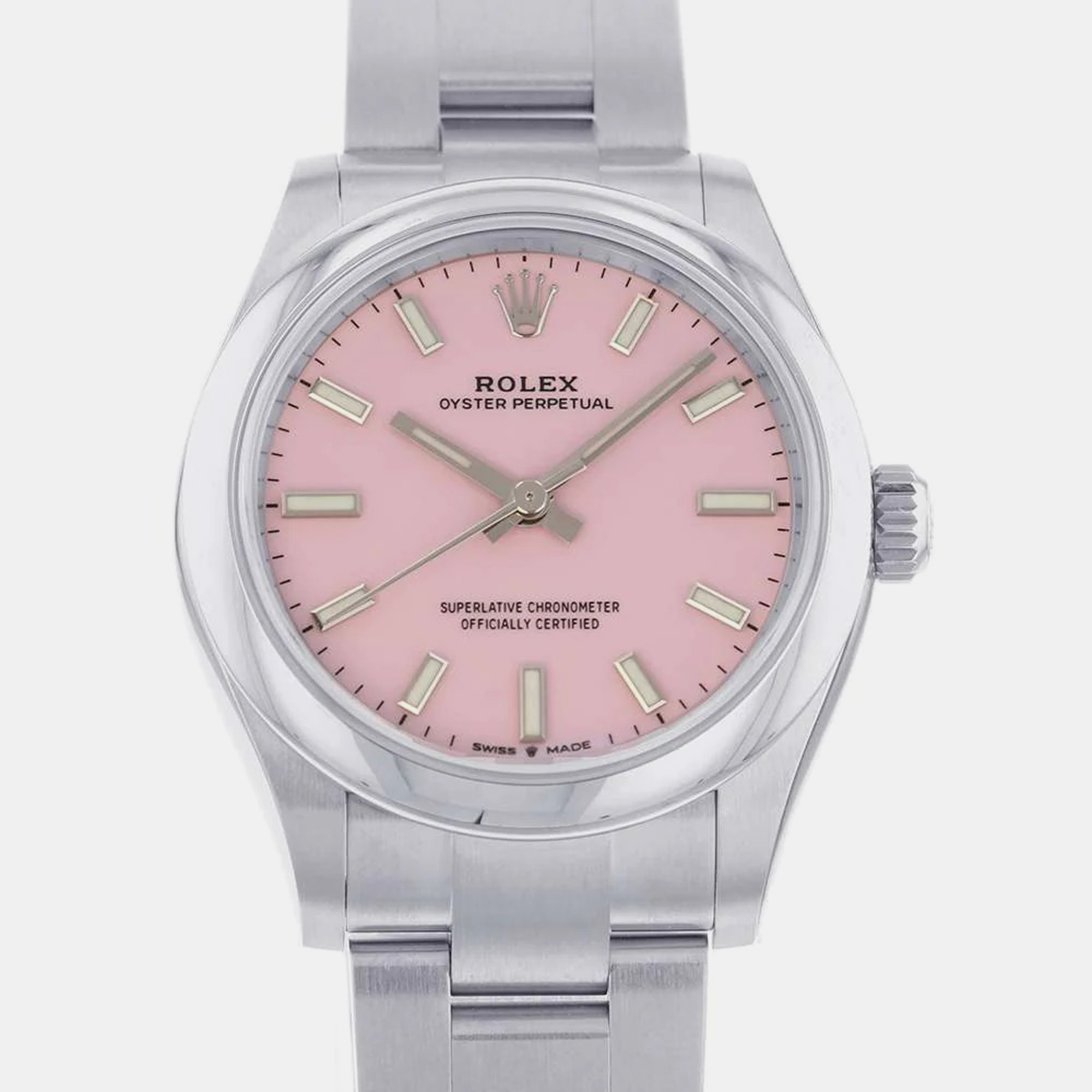 Rolex Pink Stainless Steel Oyster Perpetual 277200 Automatic Women's Wristwatch 31 Mm