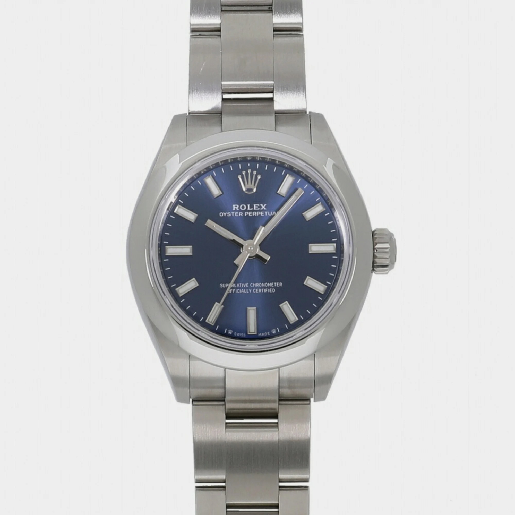 Rolex Blue Stainless Steel Oyster Perpetual 276200 Automatic Women's Wristwatch 28 Mm