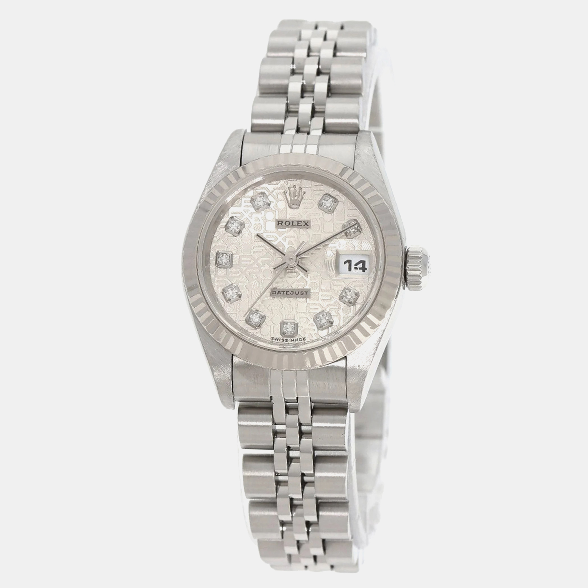 Rolex silver stainless steel datejust 79174 automatic women's wristwatch 26 mm