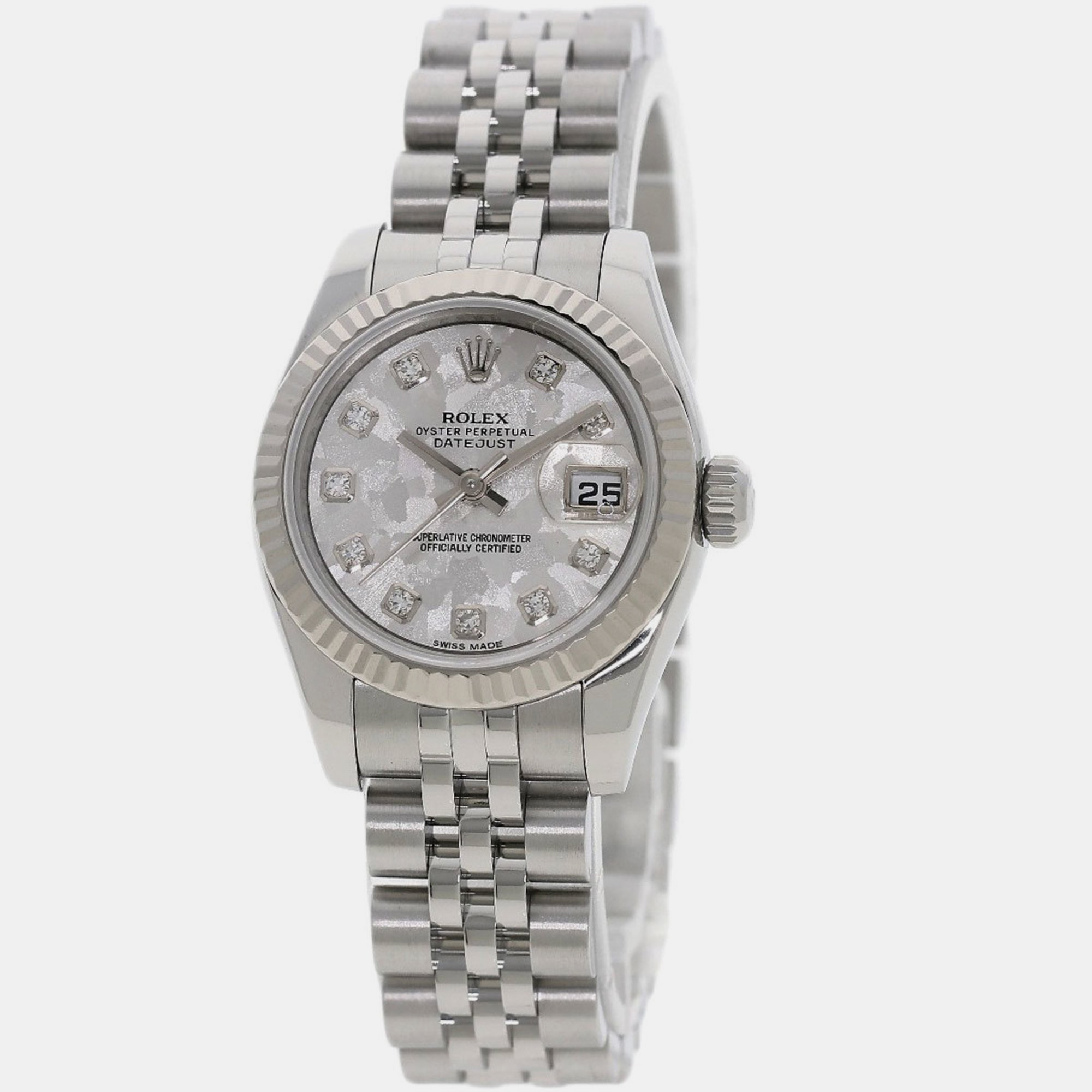 Rolex Silver Diamond Stainless Steel Datejust 179174 Automatic Women's Wristwatch 26 mm
Rolex Silver Diamond Stainless Steel Datejust 179174 Automatic Women's Wristwatch 26 mm