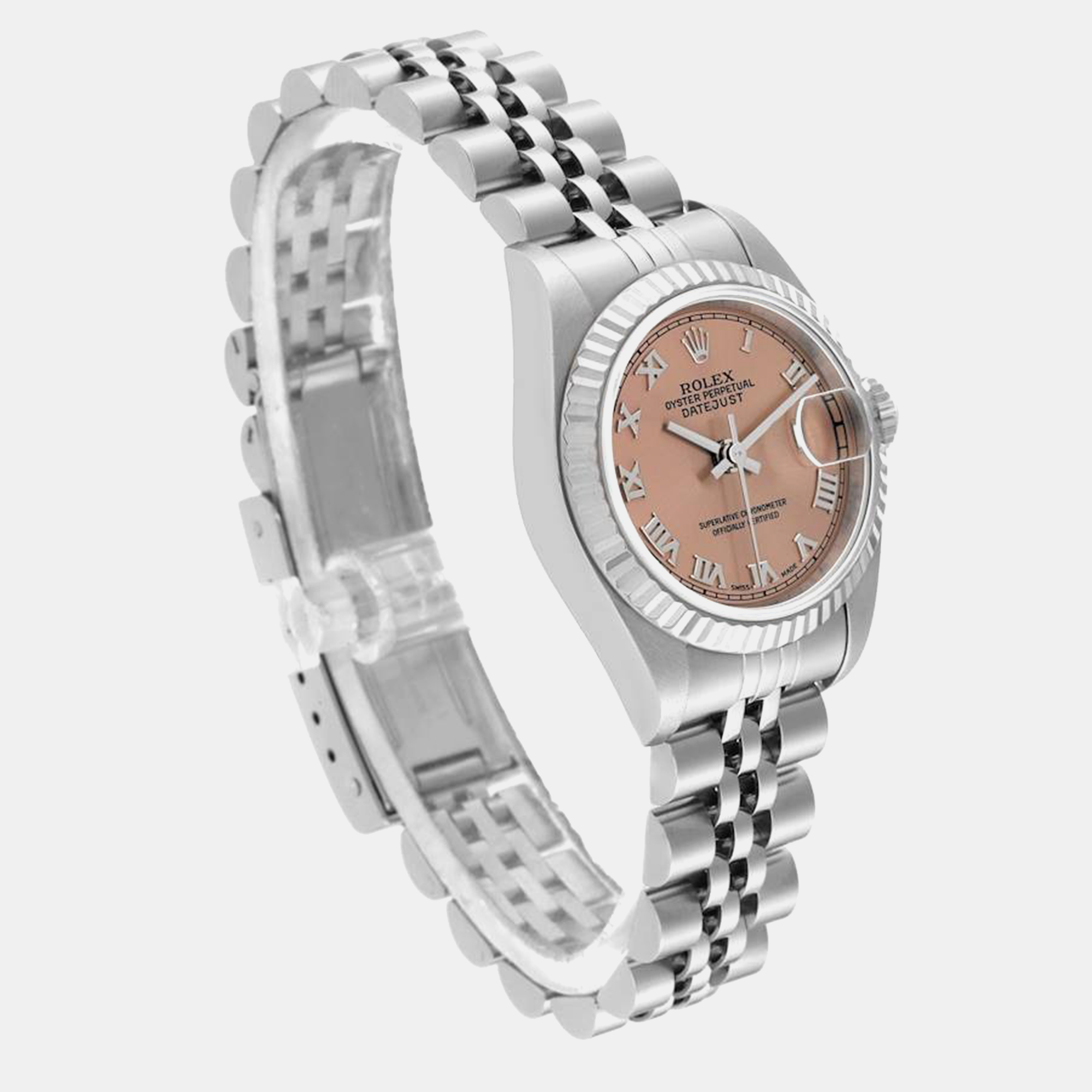 Rolex Datejust Salmon Dial Steel White Gold Ladies Watch 79174 26 Mm