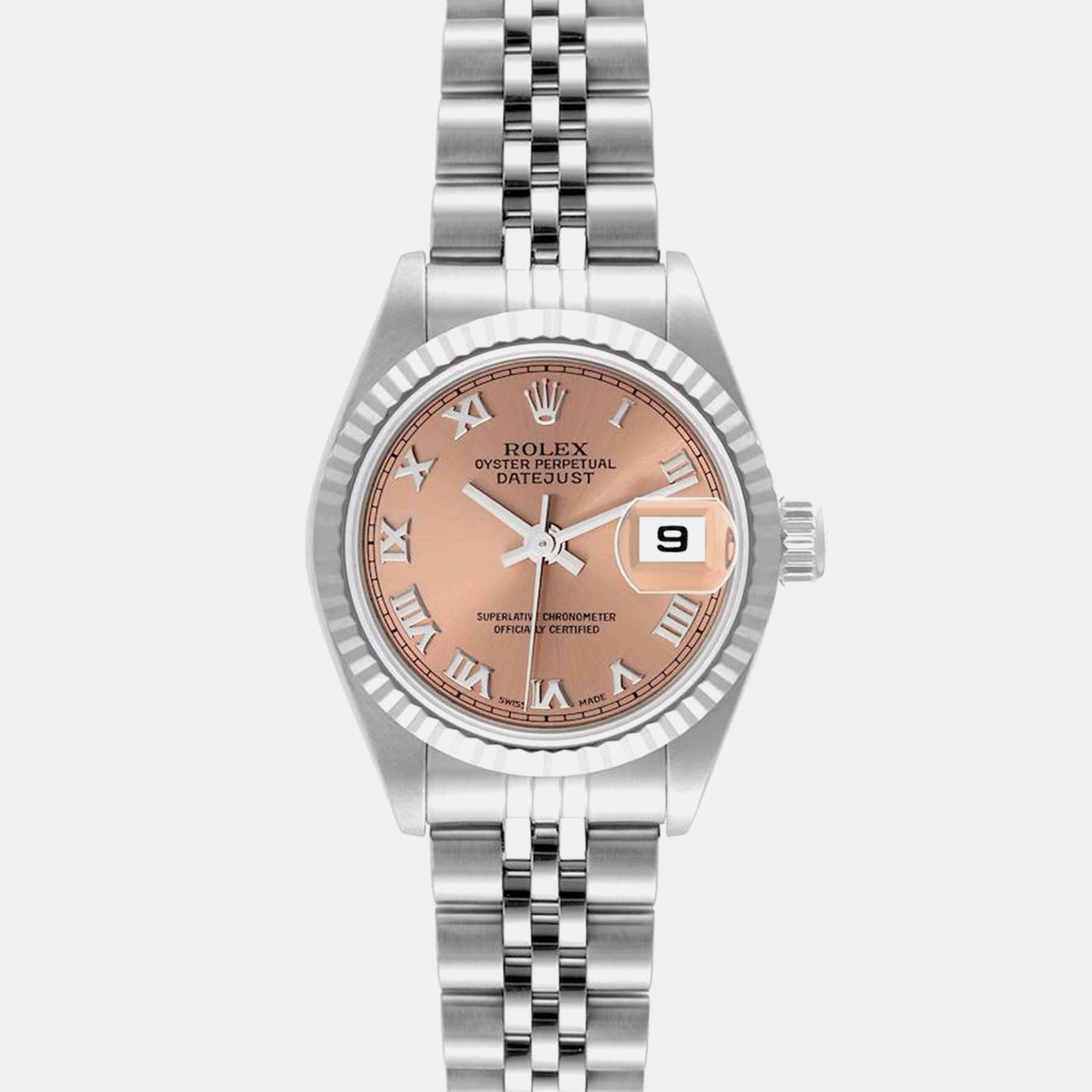 Rolex Datejust Salmon Dial Steel White Gold Ladies Watch 79174 26 Mm