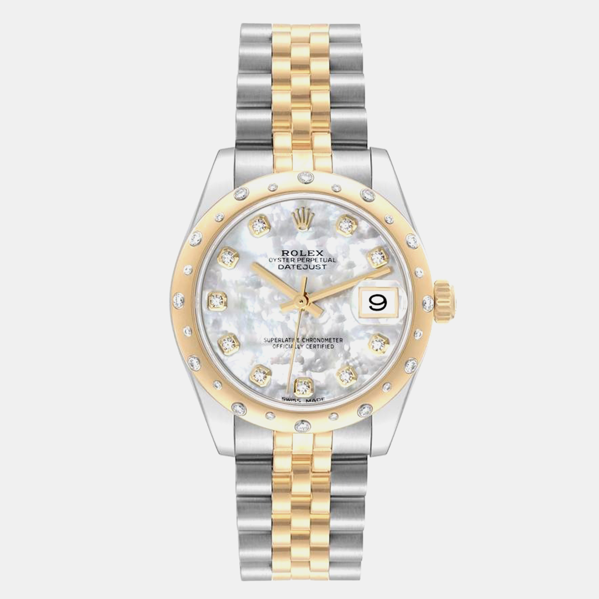 Rolex Datejust Midsize Steel Yellow Gold Diamond Ladies Watch 178343 31 mm, Silver
Rolex Datejust Midsize Steel Yellow Gold Diamond Ladies Watch 178343 31 mm, Silver
