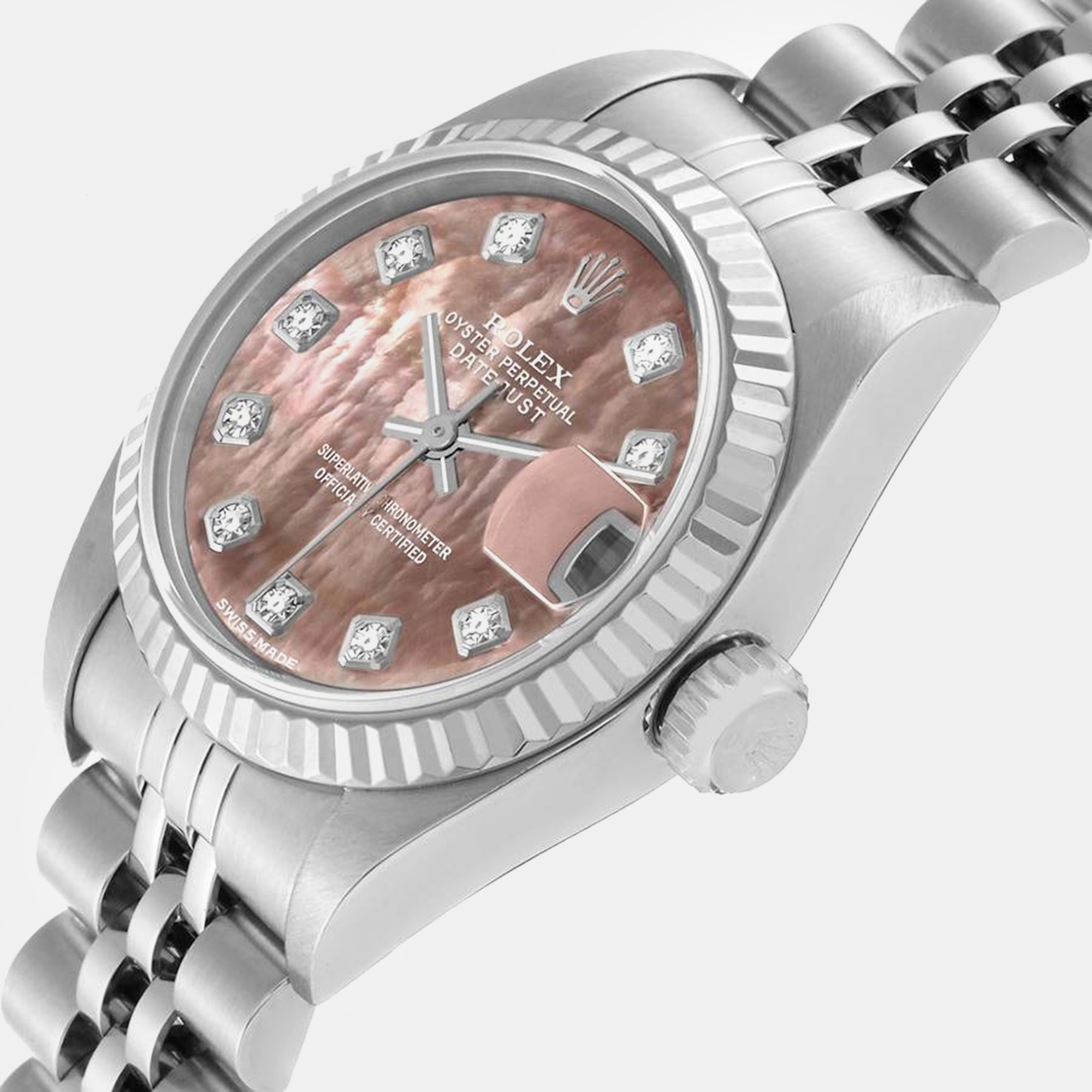 Rolex Datejust Steel White Gold Mother Of Pearl Dial Ladies Watch 79174 26 Mm