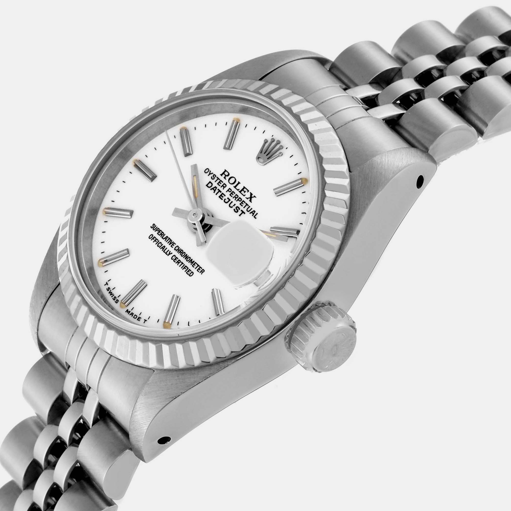 Rolex Datejust Steel White Gold Fluted Bezel Ladies Watch 26 Mm